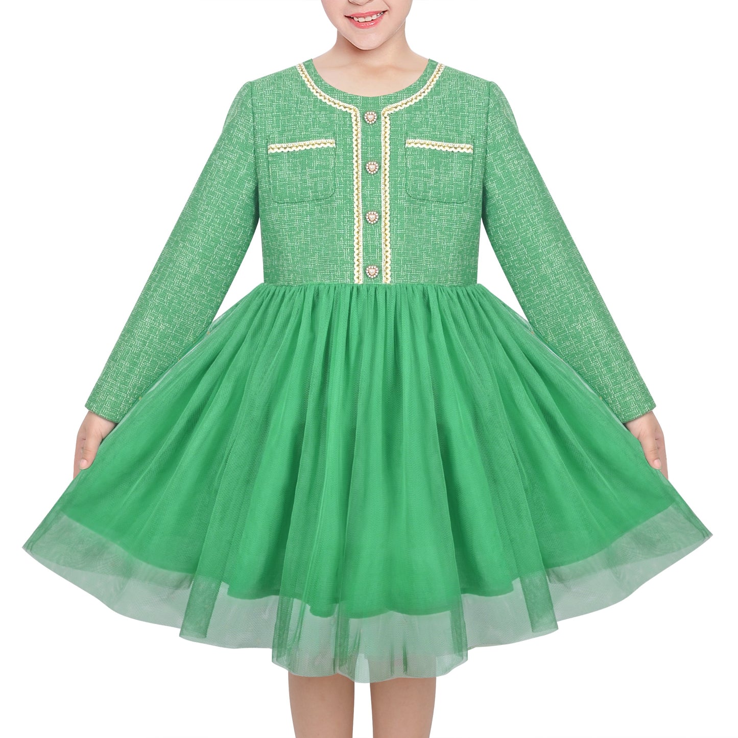 Girls Dress Black Heart Tulle Party Velvet Valentine's Day Party Green