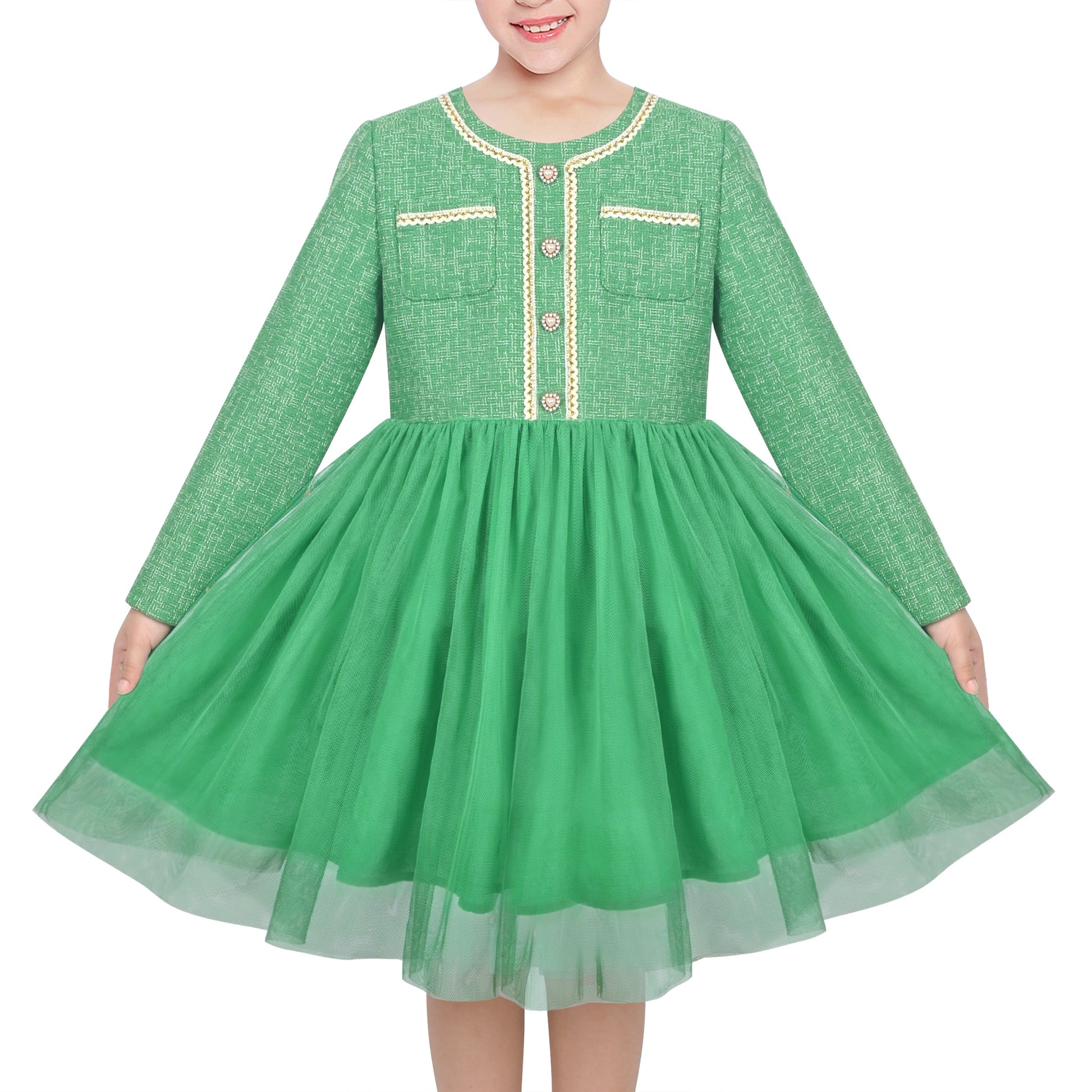 Girls Dress Black Heart Tulle Party Velvet Valentine's Day Party Green