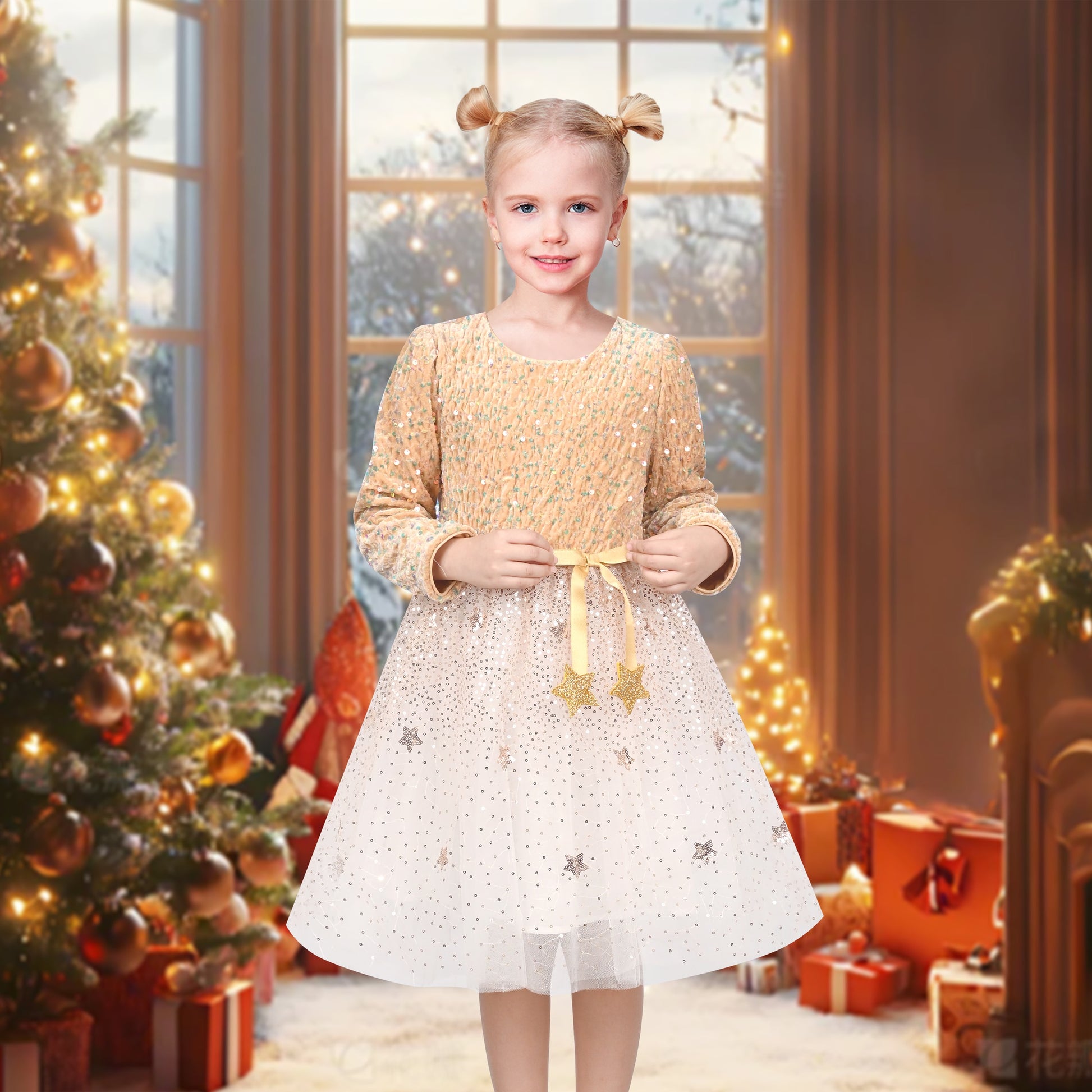 Girls Dress Black Heart Tulle Party Velvet Valentine's Day Party Gold