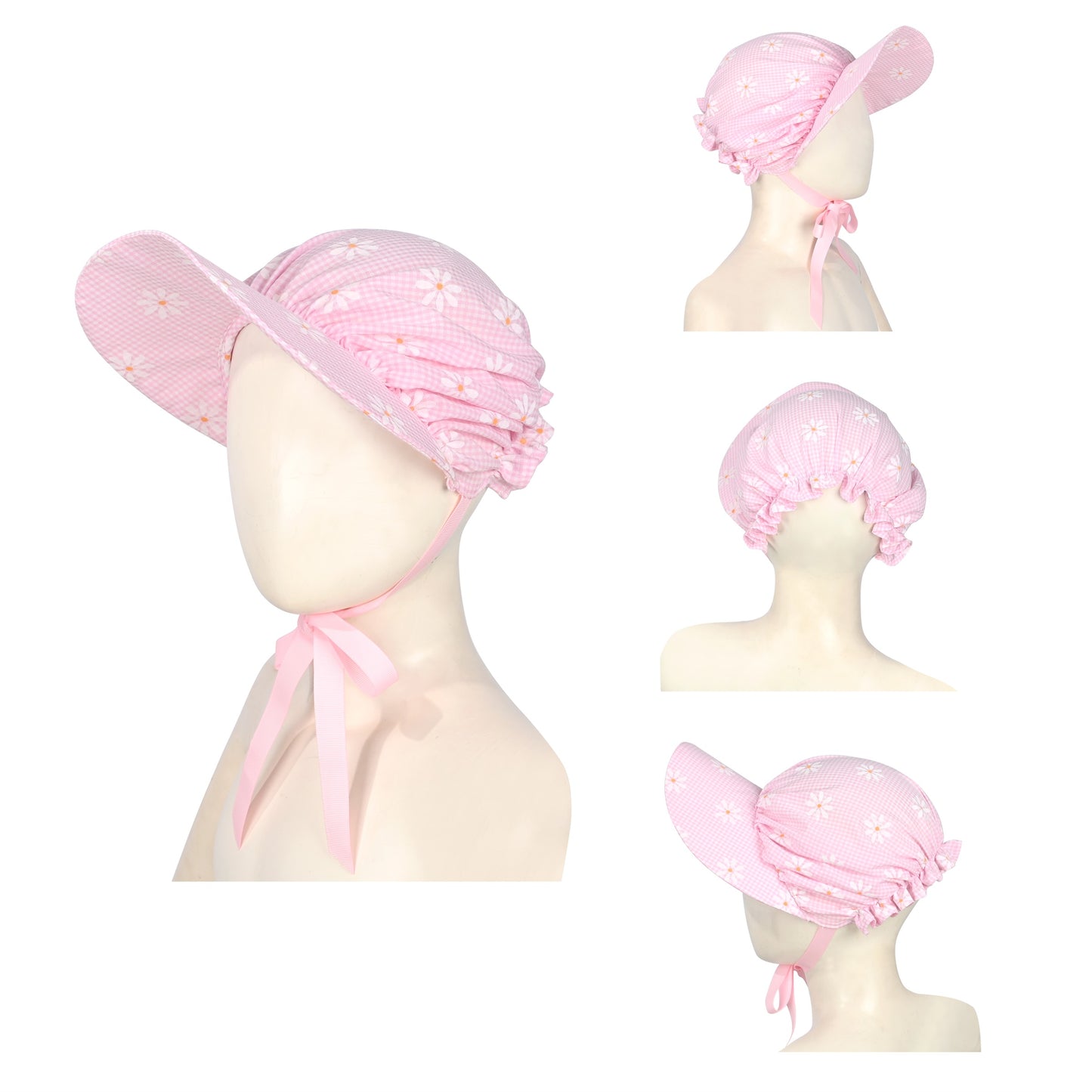 Girls Dress 3 Piece Set Pinafore Hat Colonial Party Floral Vintage Pink
