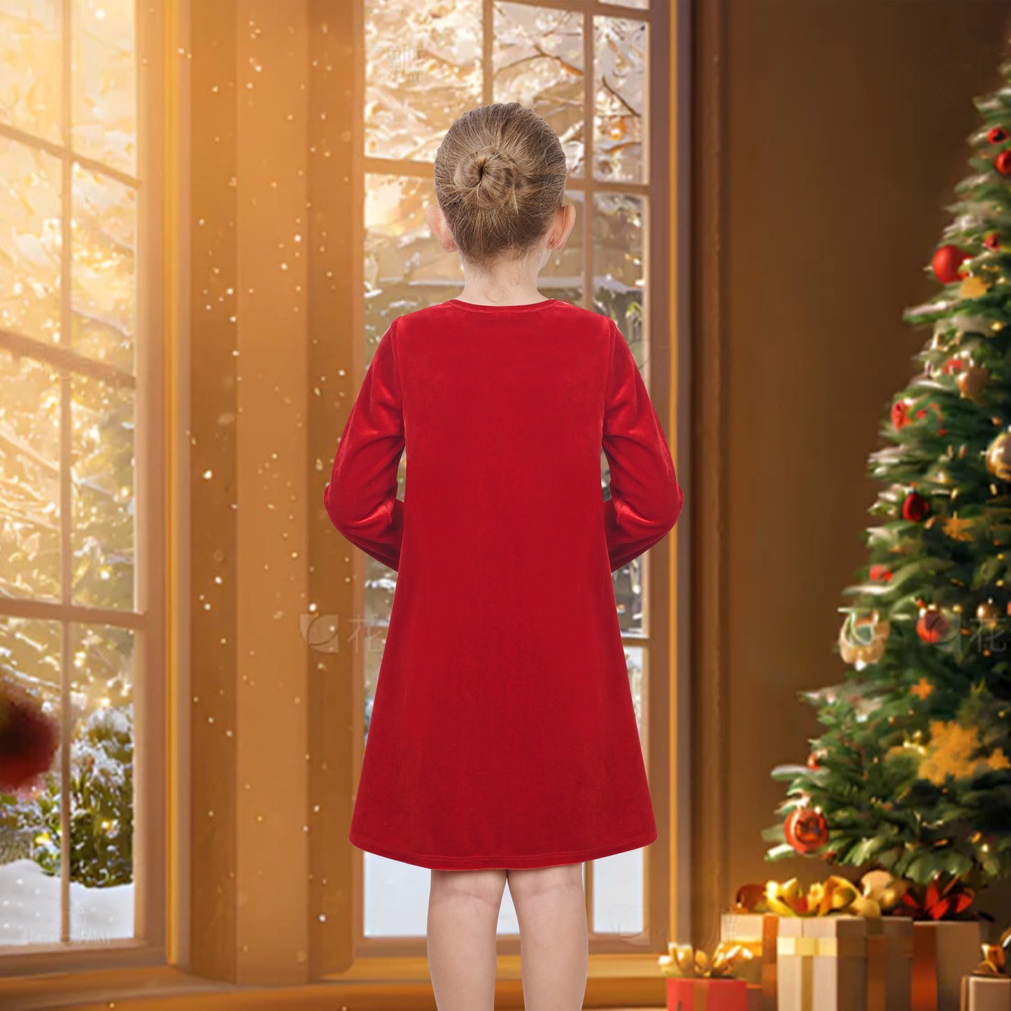 Girls Dress Red Christmas Stockings Xmas Candy Canes New Year Red