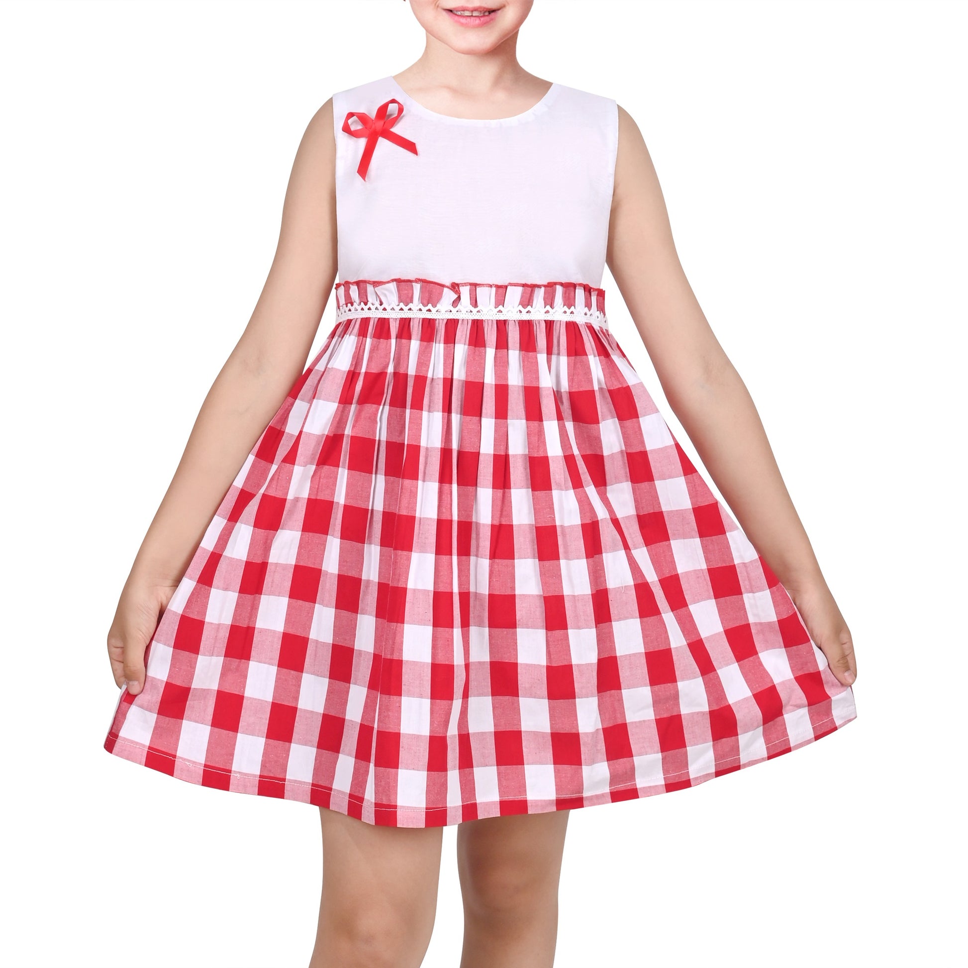 Girls Dress St Patrick Shamrock Irish Holiday Gingham Sundress Daily Red
