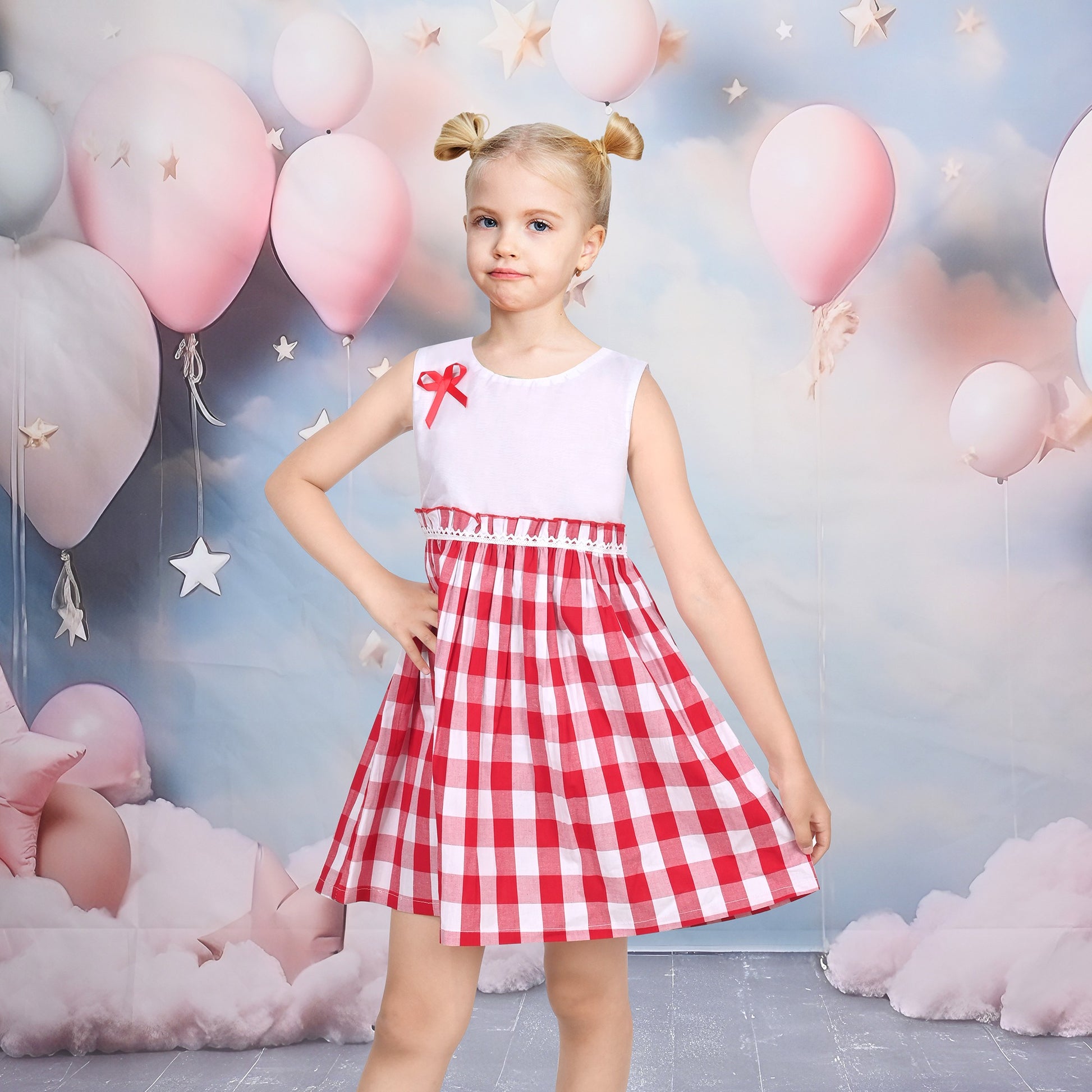 Girls Dress St Patrick Shamrock Irish Holiday Gingham Sundress Daily Red