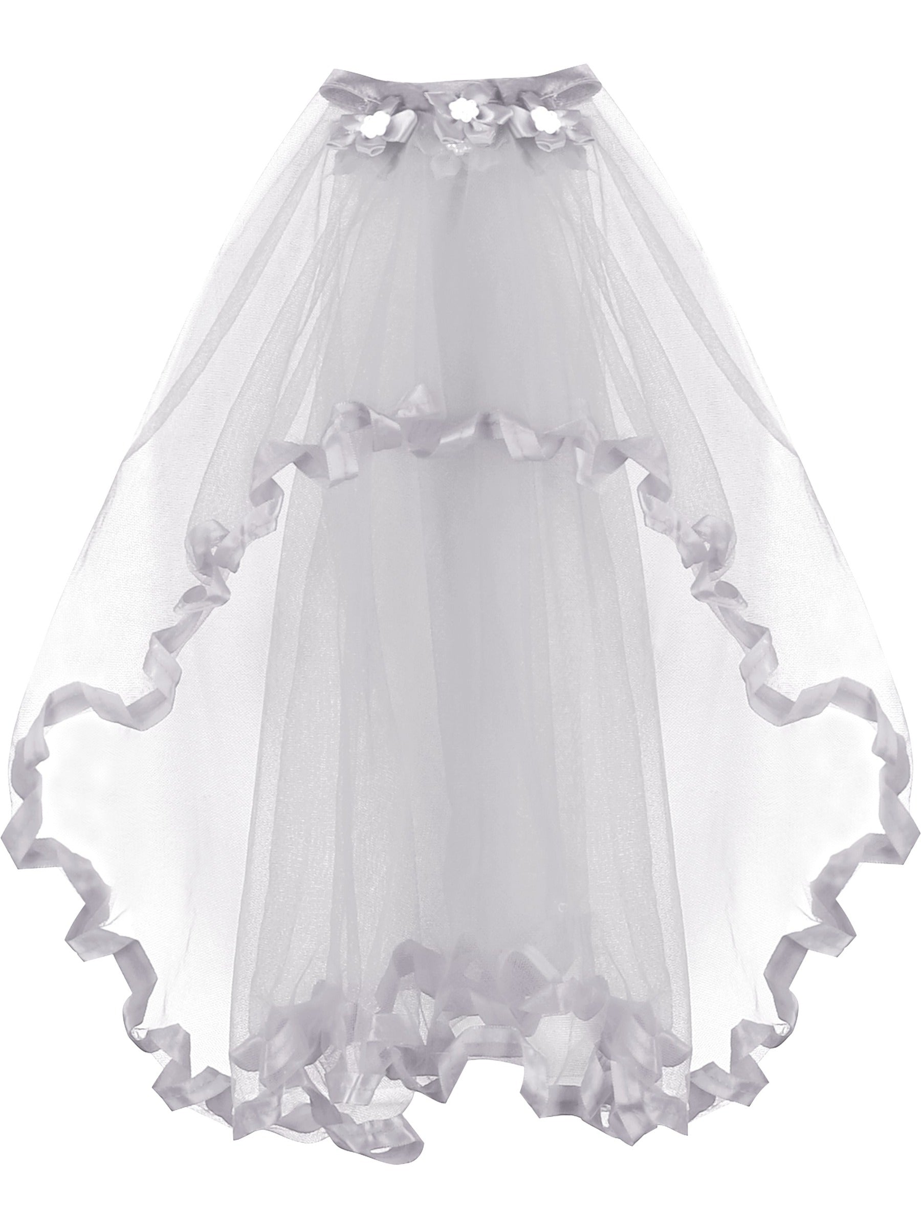 Flower Girls Dress Tulle Spaghetti Strap Pearl Ruffle Hem Wedding Bridesmaid Green Gray