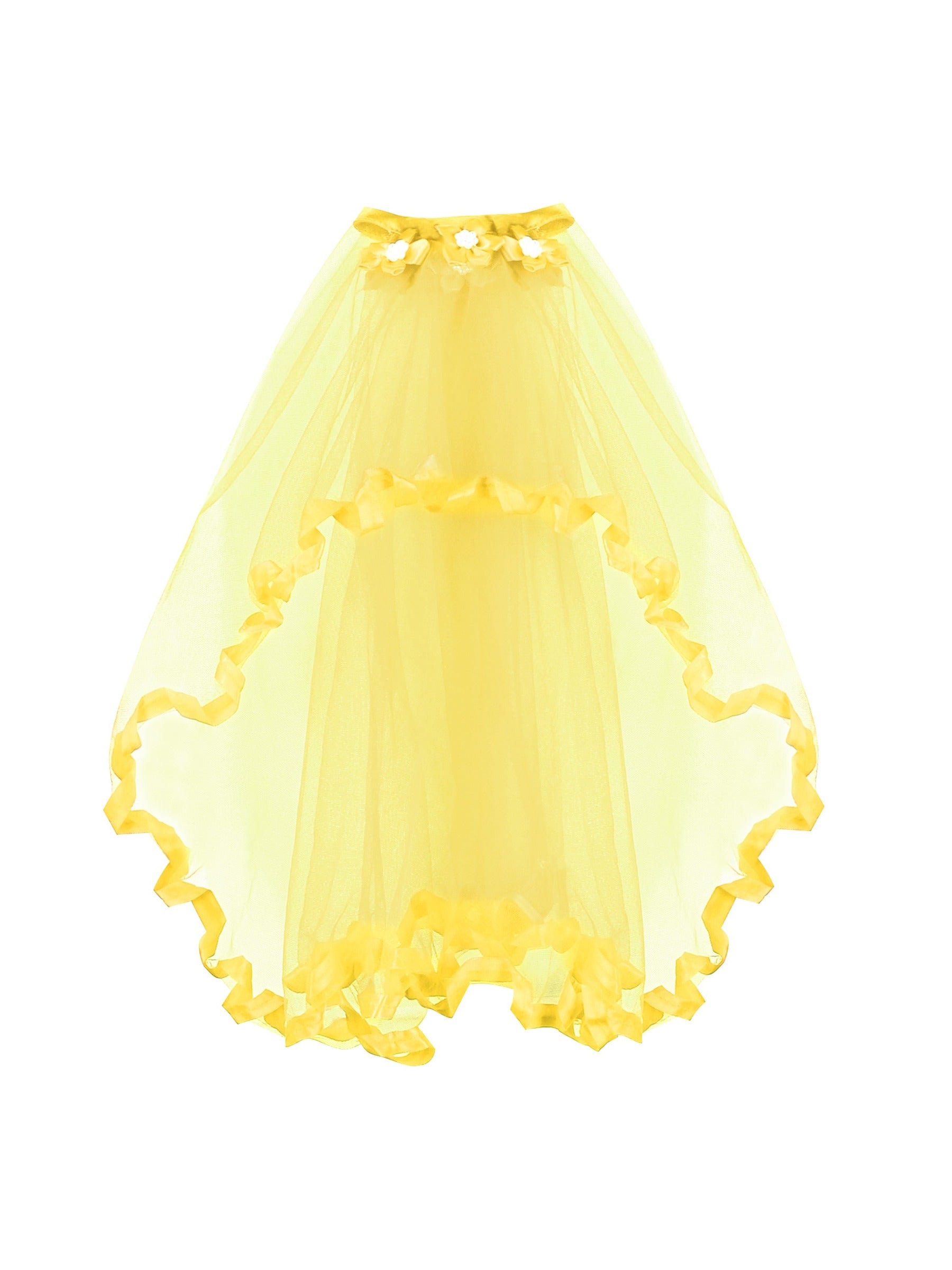 Flower Girls Dress Tulle Spaghetti Strap Pearl Ruffle Hem Wedding Bridesmaid Green Yellow