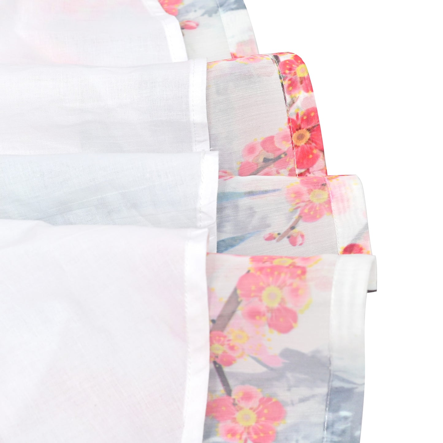 Girls Dress Floral Butterfly Organza Pearl Button Slit 3/4 Sleeve Traditional Party White