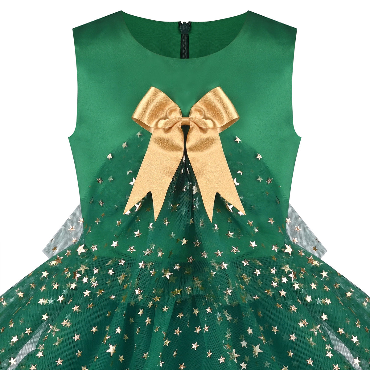 Girls Dress Colorful Glitter Sequin Ruffle Dress Princess Pageant - Green Xmas