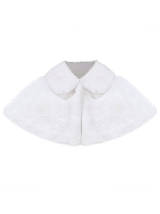 Girls Faux Fur Jacket White Shawl Wrap Bolero Princess Christmas Party Cover Up Warm White