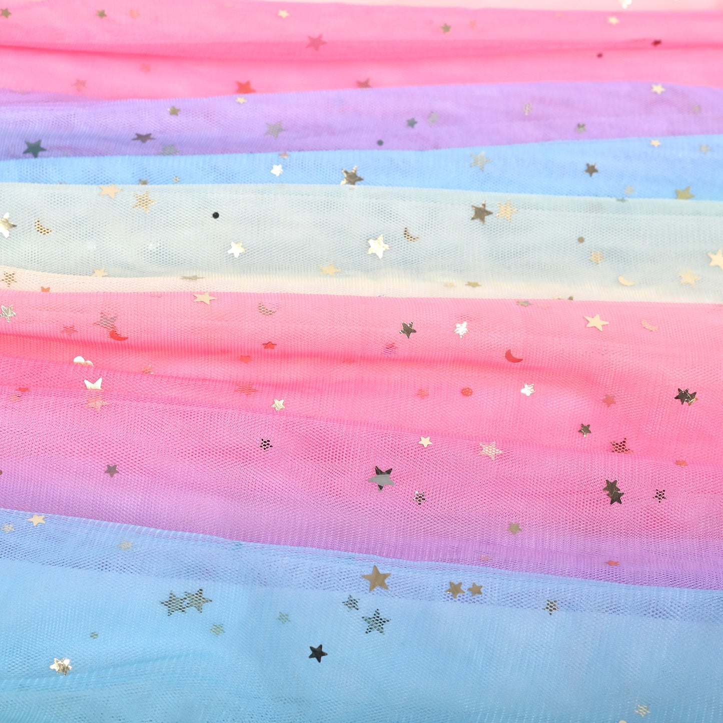 Girls Dress Sequin Stripe Ruffle Fairy Rainbow Colorful Long Sleeve Blue