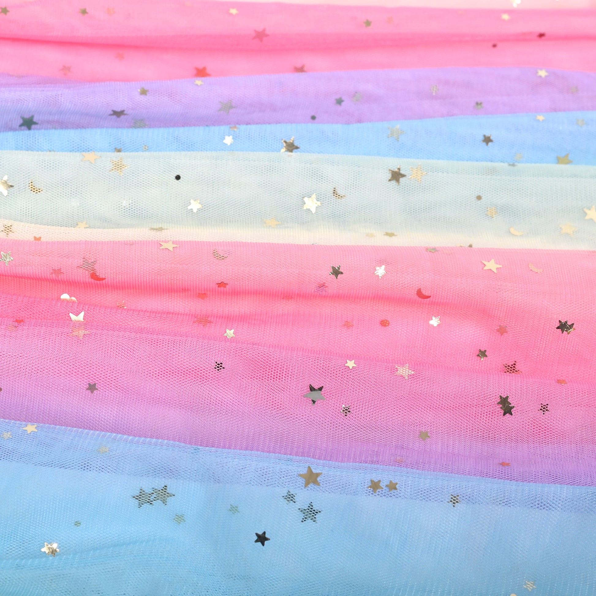 Girls Dress Sequin Stripe Ruffle Fairy Rainbow Colorful Long Sleeve Blue
