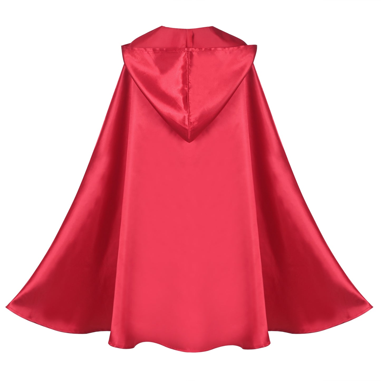 Girls Red Satin Cape Cloak Princess Role Pretend Play Fancy Costume Halloween Red