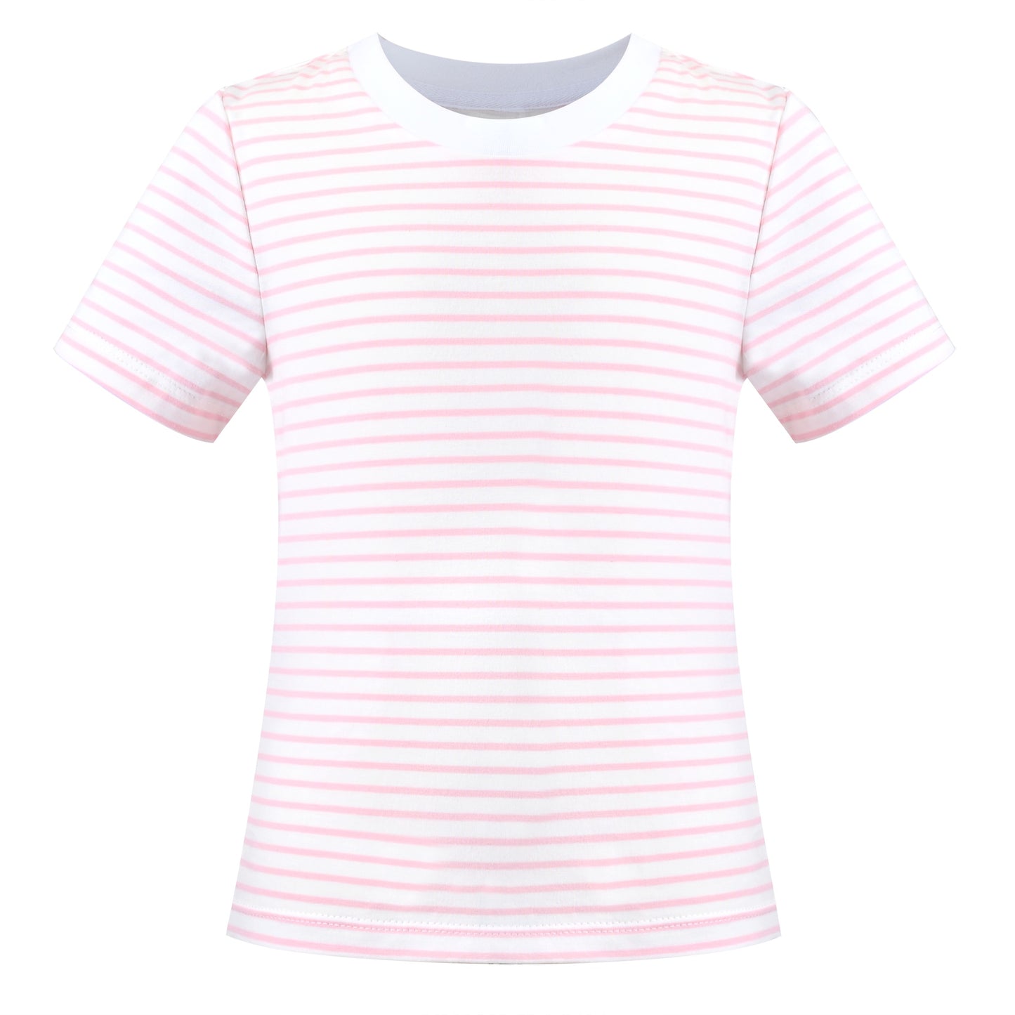Girls T-shirt Crop Top Pink Lettuce Trim Ribbed Knit Crewneck Daily Pink