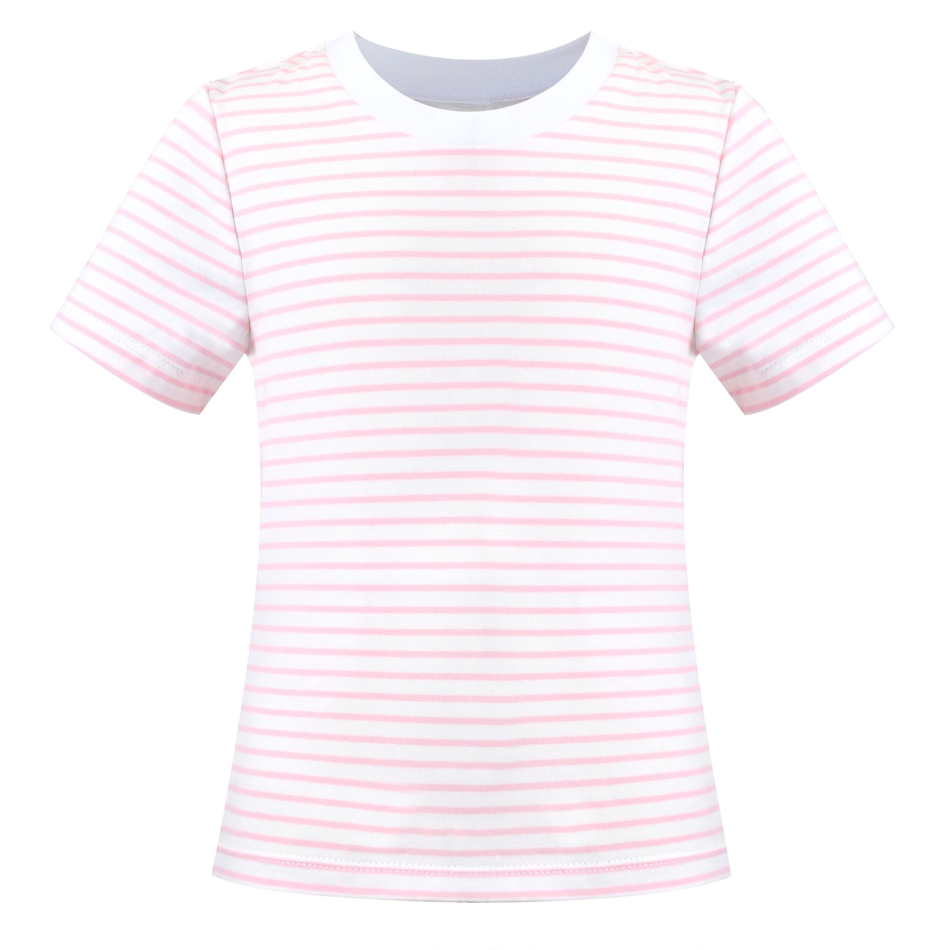 Girls T-shirt Crop Top Pink Lettuce Trim Ribbed Knit Crewneck Daily Pink