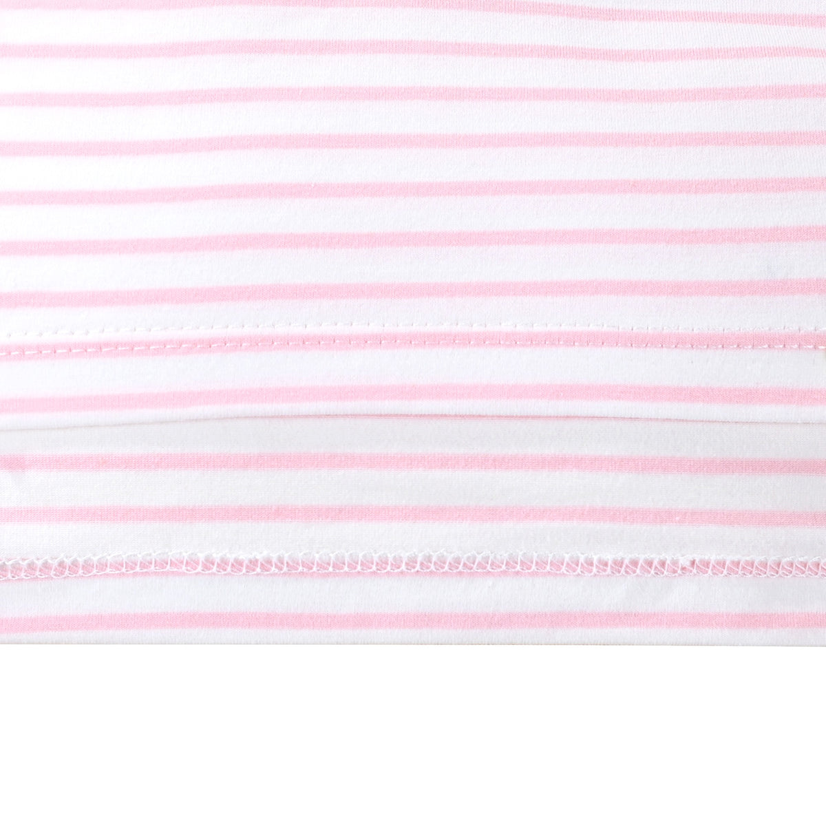 Girls T-shirt Crop Top Pink Lettuce Trim Ribbed Knit Crewneck Daily - Pink Striped