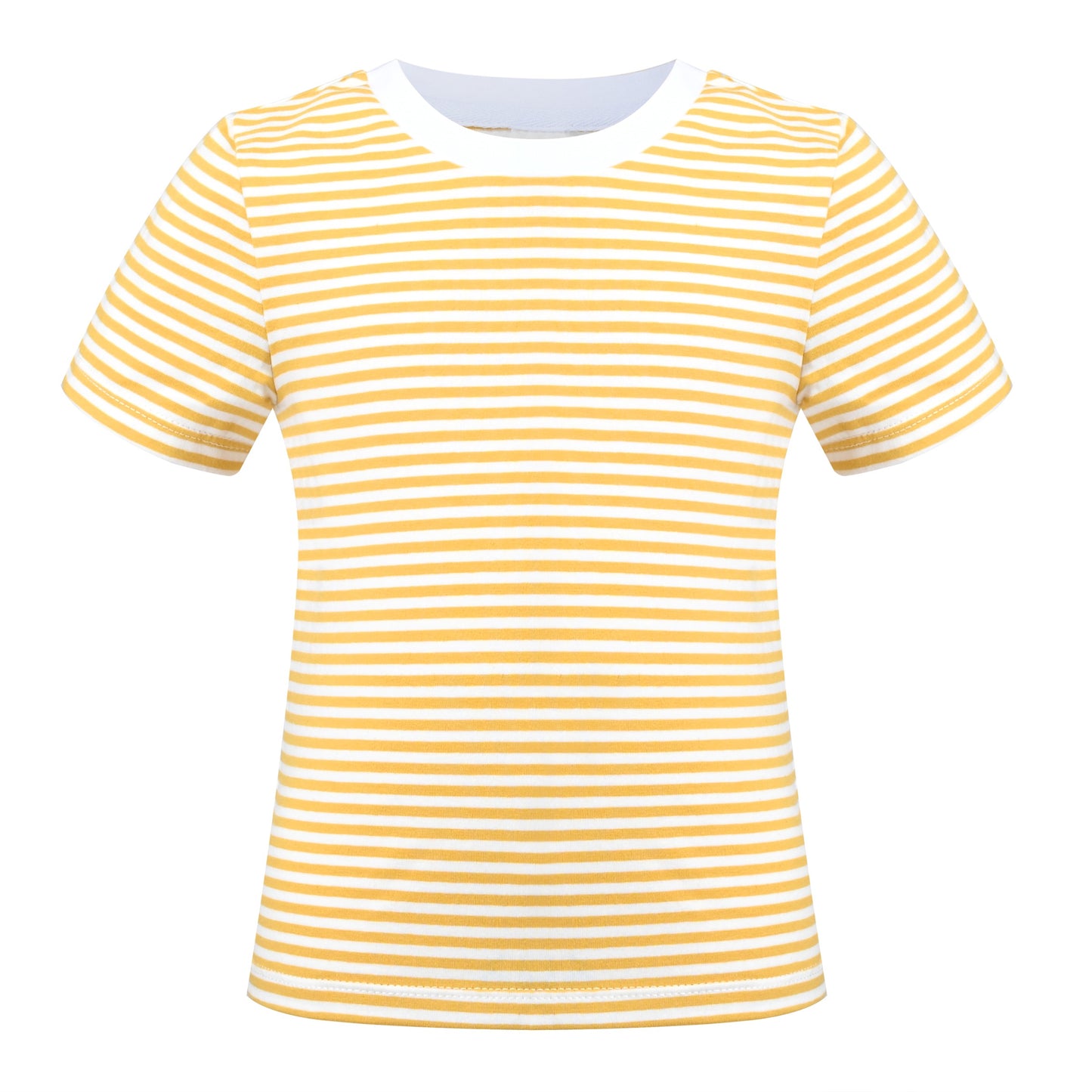 Girls T-shirt Crop Top Pink Lettuce Trim Ribbed Knit Crewneck Daily Yellow