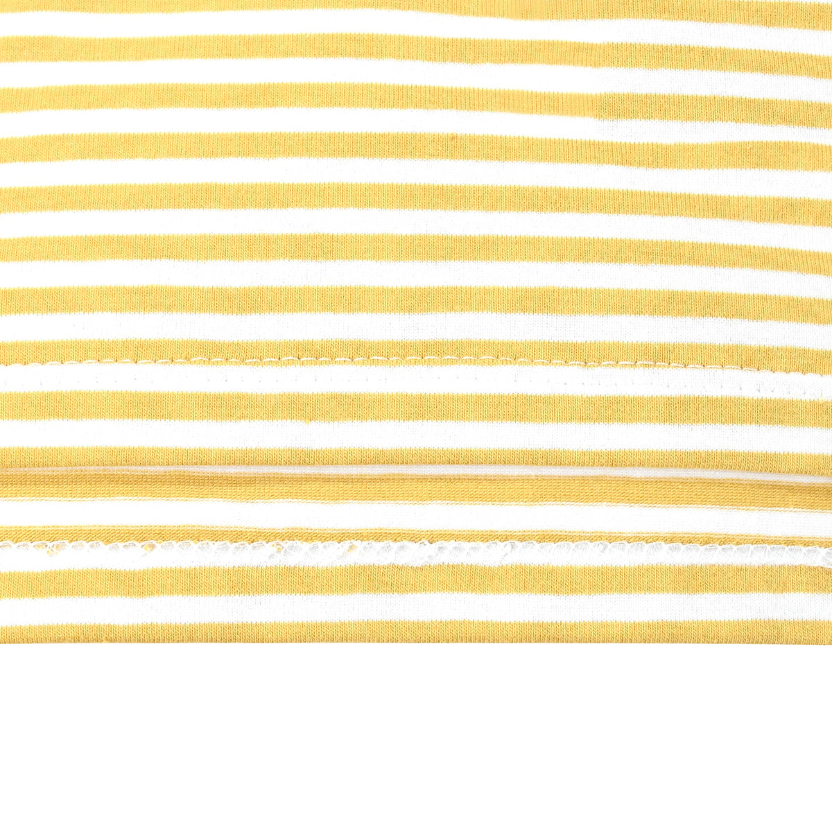 Girls T-shirt Crop Top Pink Lettuce Trim Ribbed Knit Crewneck Daily - Yellow Striped