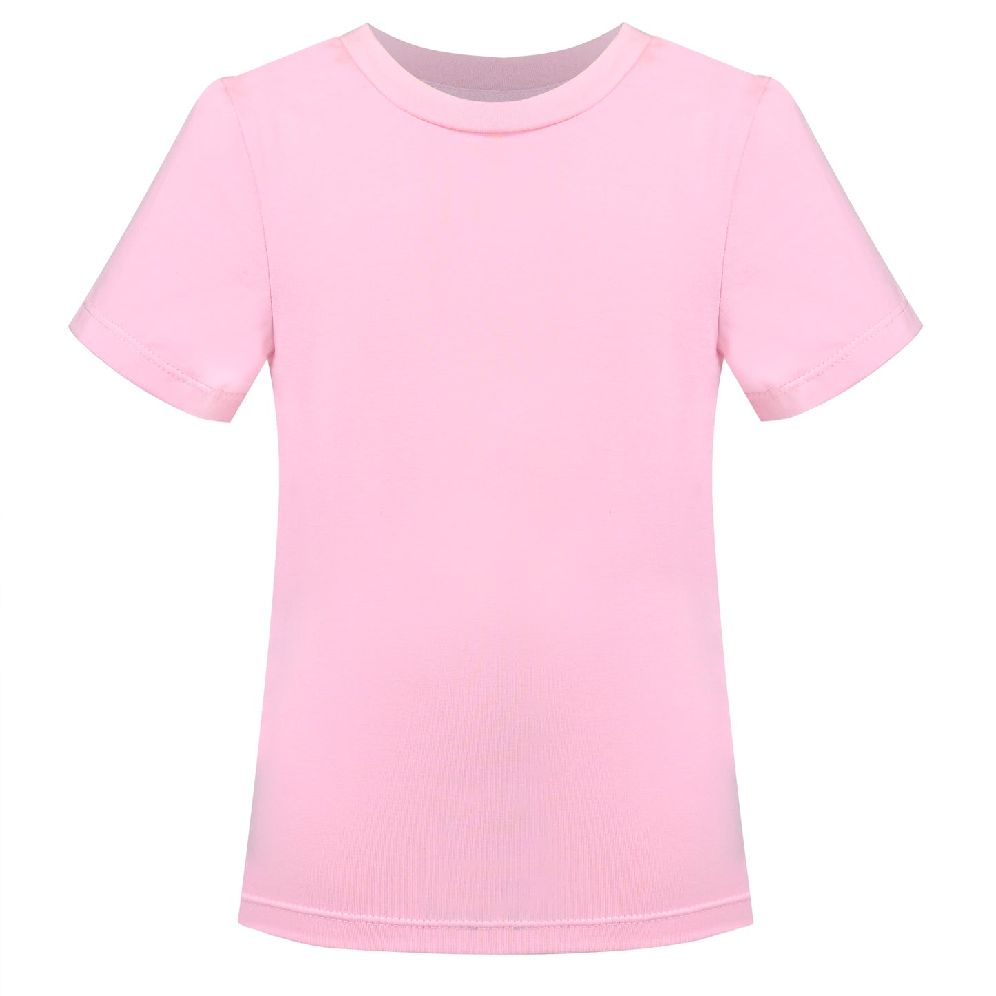 Girls T-shirt Crop Top Pink Lettuce Trim Ribbed Knit Crewneck Daily Pink