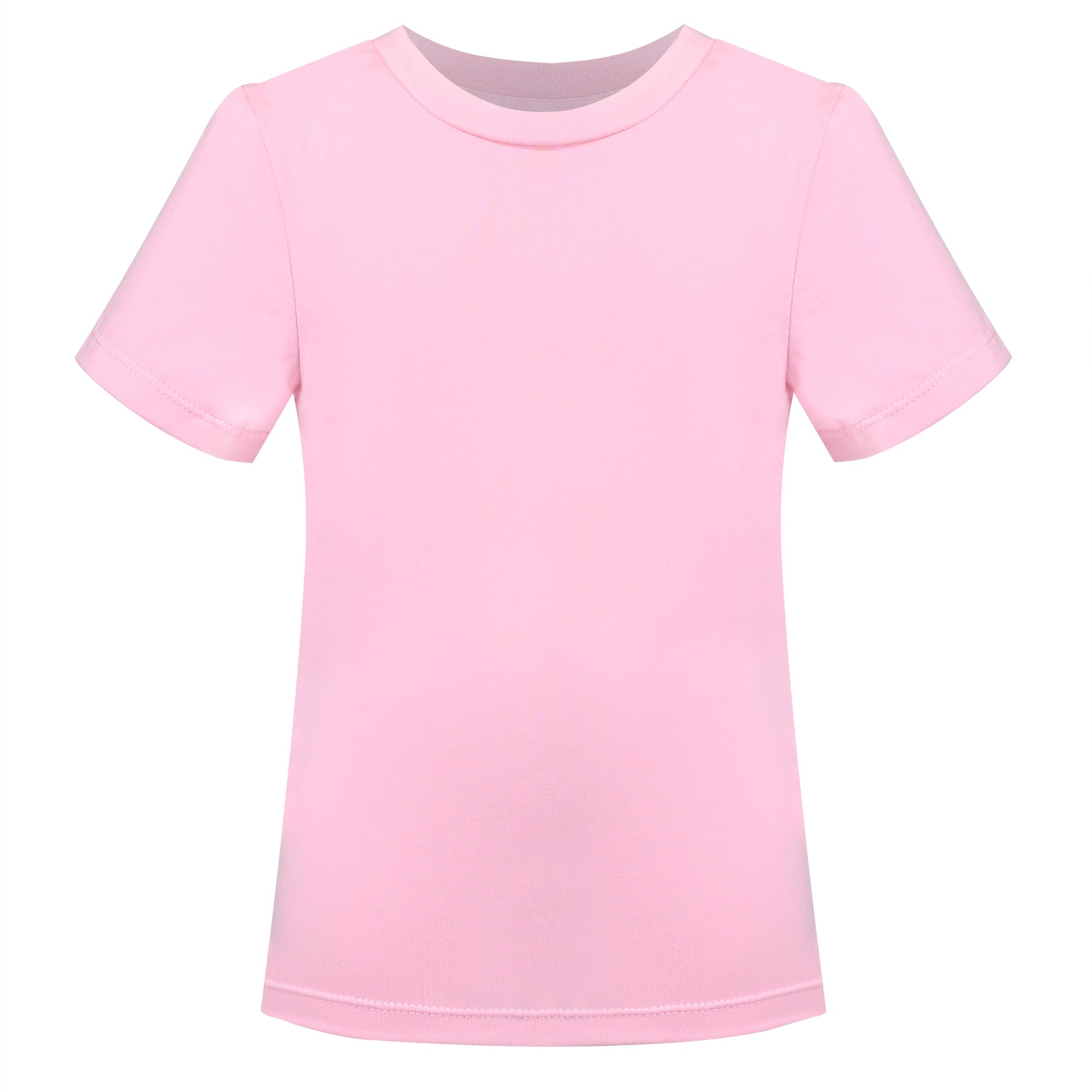 Girls T-shirt Crop Top Pink Lettuce Trim Ribbed Knit Crewneck Daily Pink