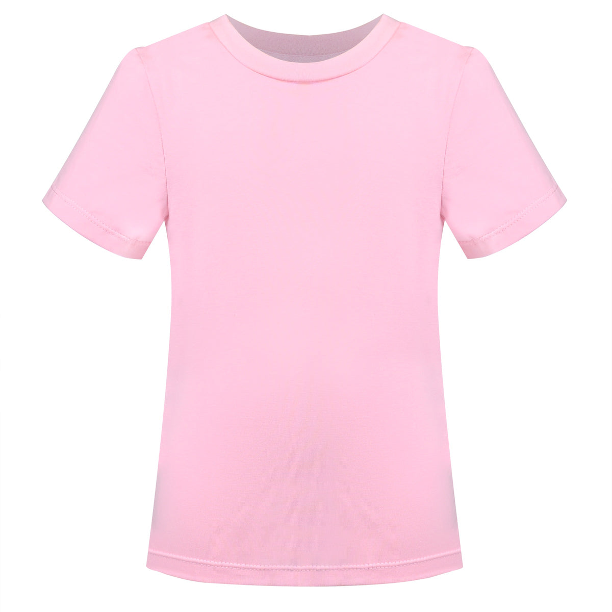 Girls T-shirt Crop Top Pink Lettuce Trim Ribbed Knit Crewneck Daily - Plain Pink