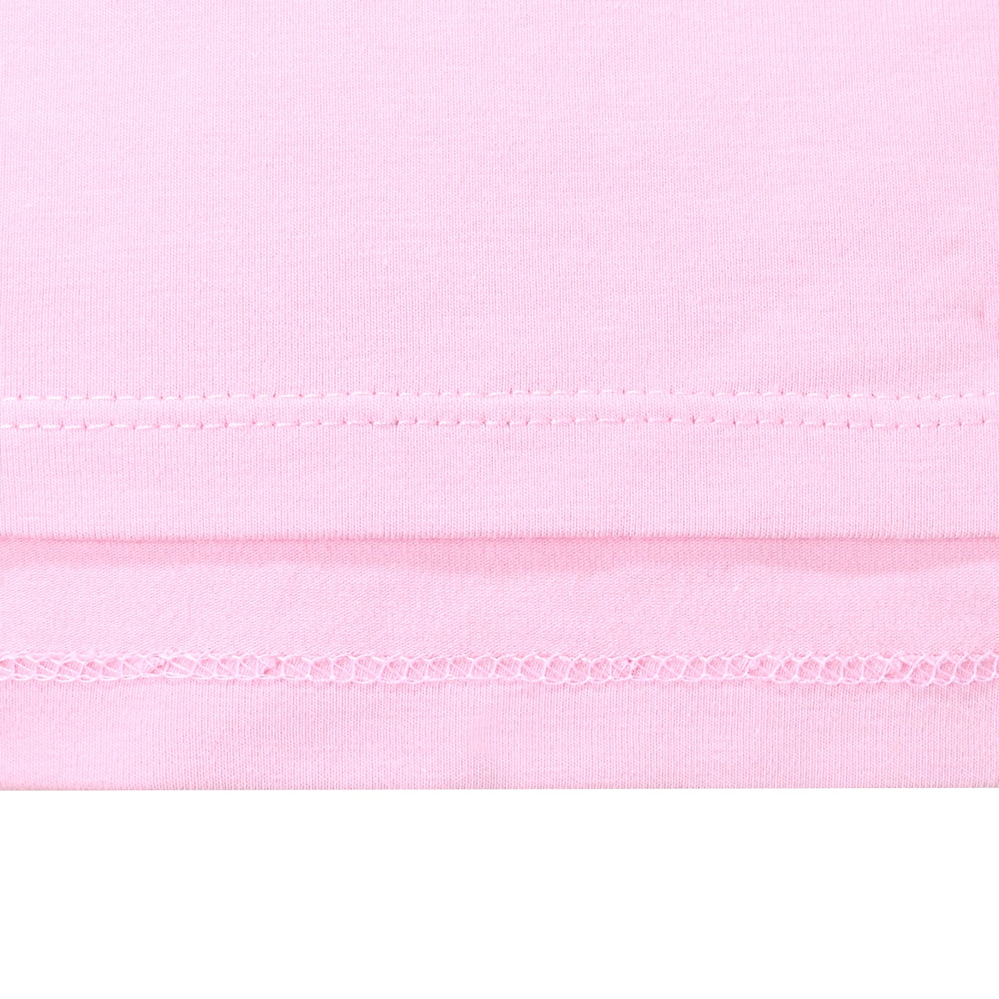 Girls T-shirt Crop Top Pink Lettuce Trim Ribbed Knit Crewneck Daily Pink