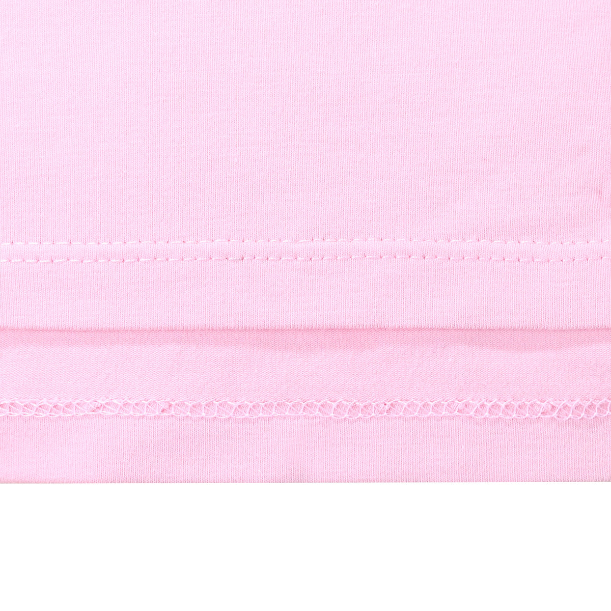 Girls T-shirt Crop Top Pink Lettuce Trim Ribbed Knit Crewneck Daily - Plain Pink