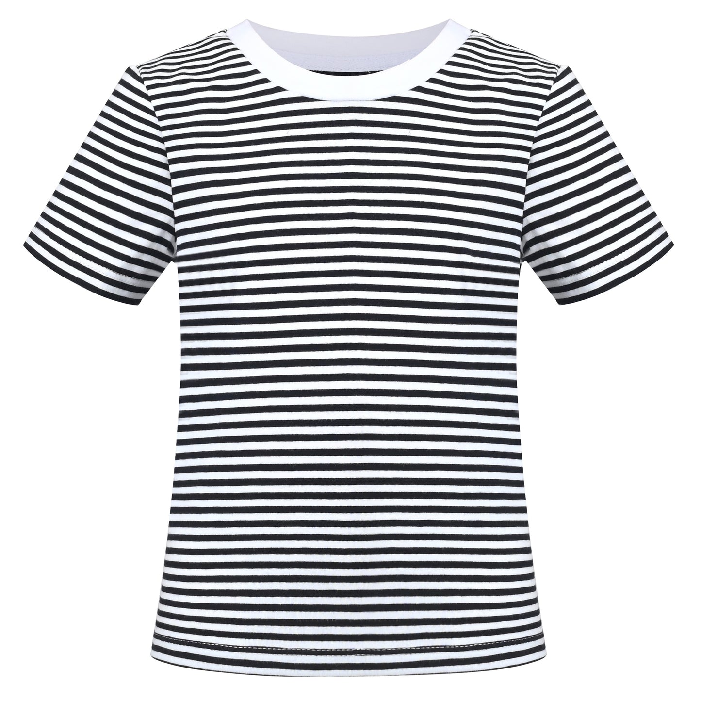 Girls T-shirt Crop Top Pink Lettuce Trim Ribbed Knit Crewneck Daily Black