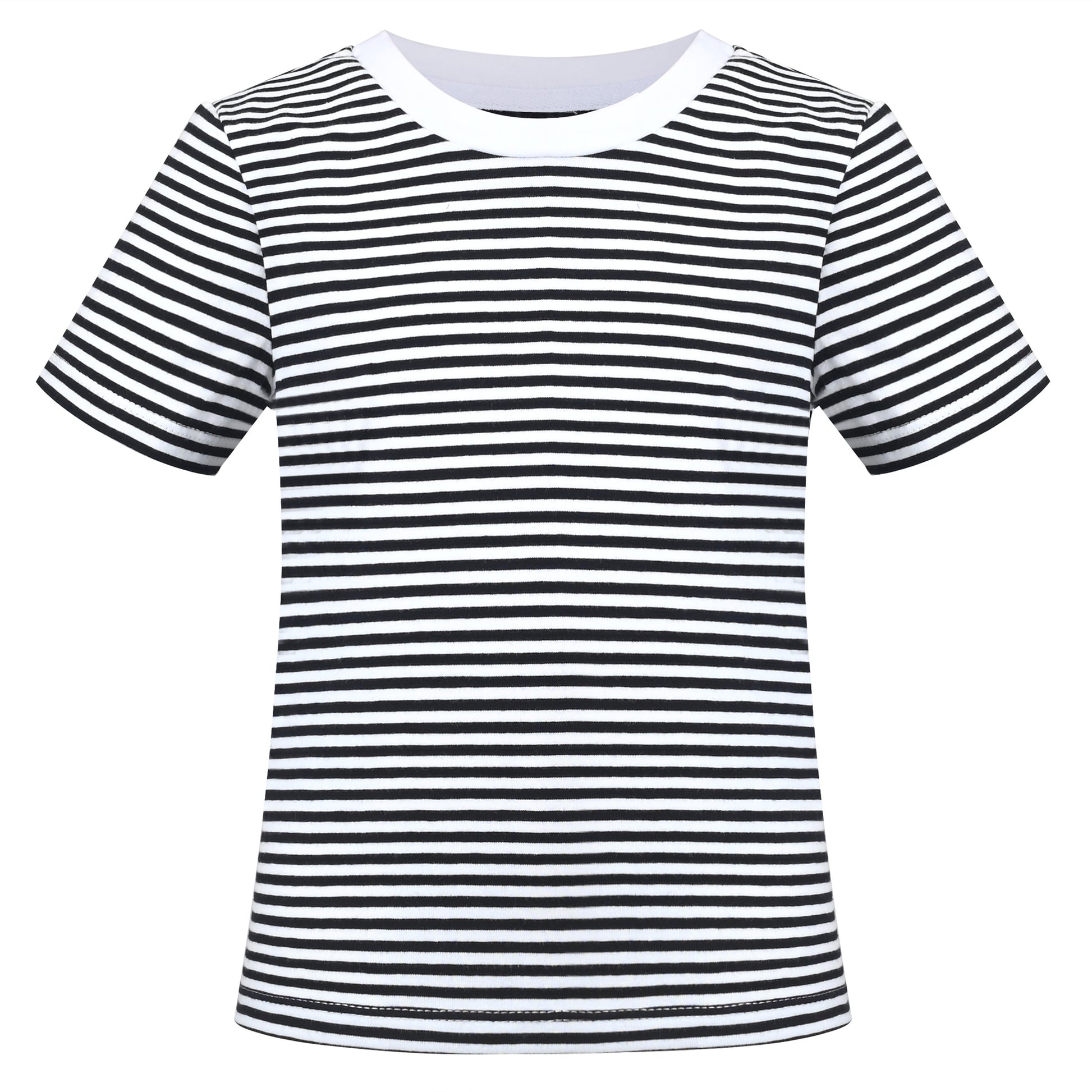 Girls T-shirt Crop Top Pink Lettuce Trim Ribbed Knit Crewneck Daily Black