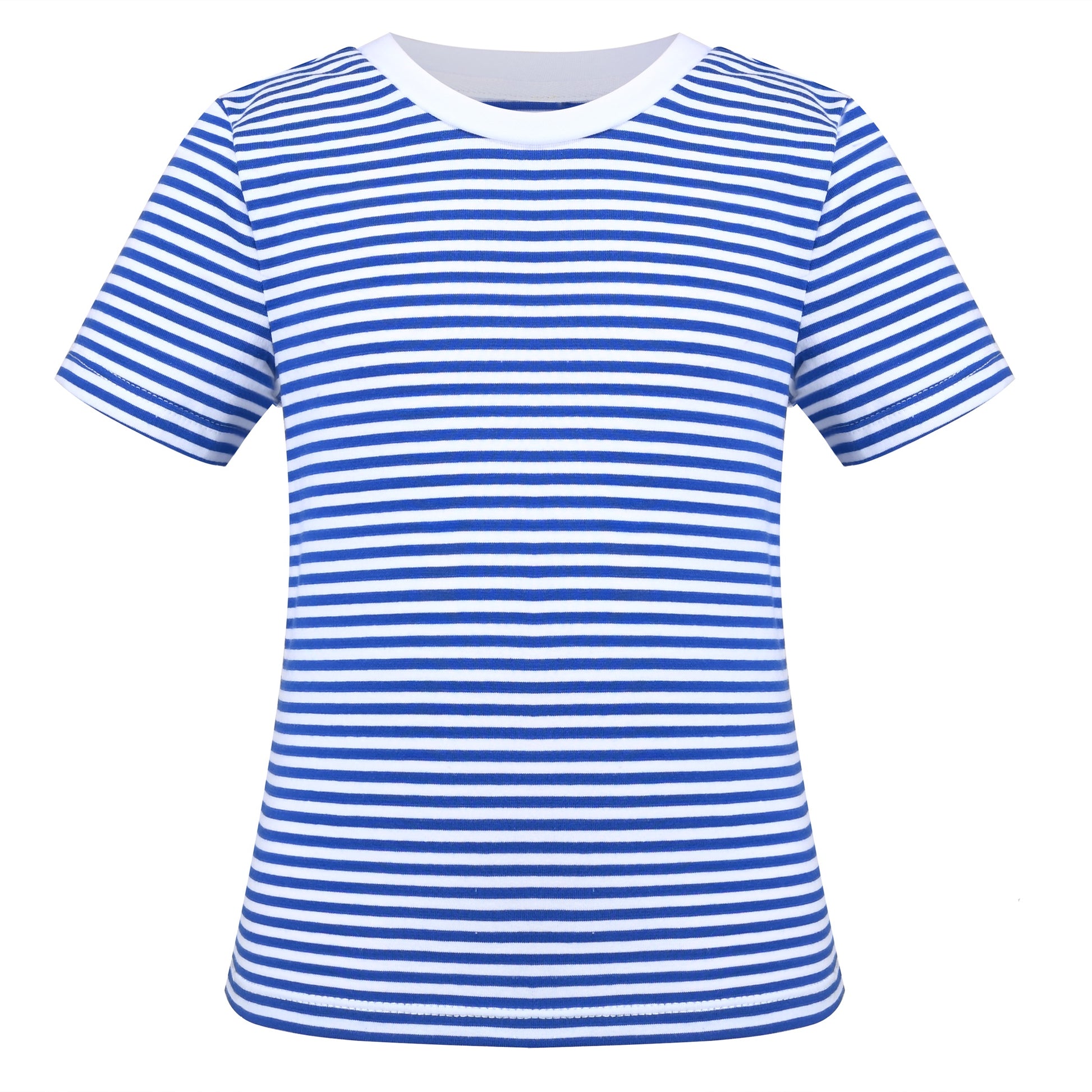 Girls T-shirt Crop Top Pink Lettuce Trim Ribbed Knit Crewneck Daily Blue