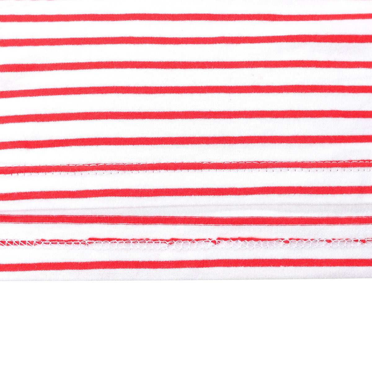 Girls T-shirt Crop Top Pink Lettuce Trim Ribbed Knit Crewneck Daily - Red Striped