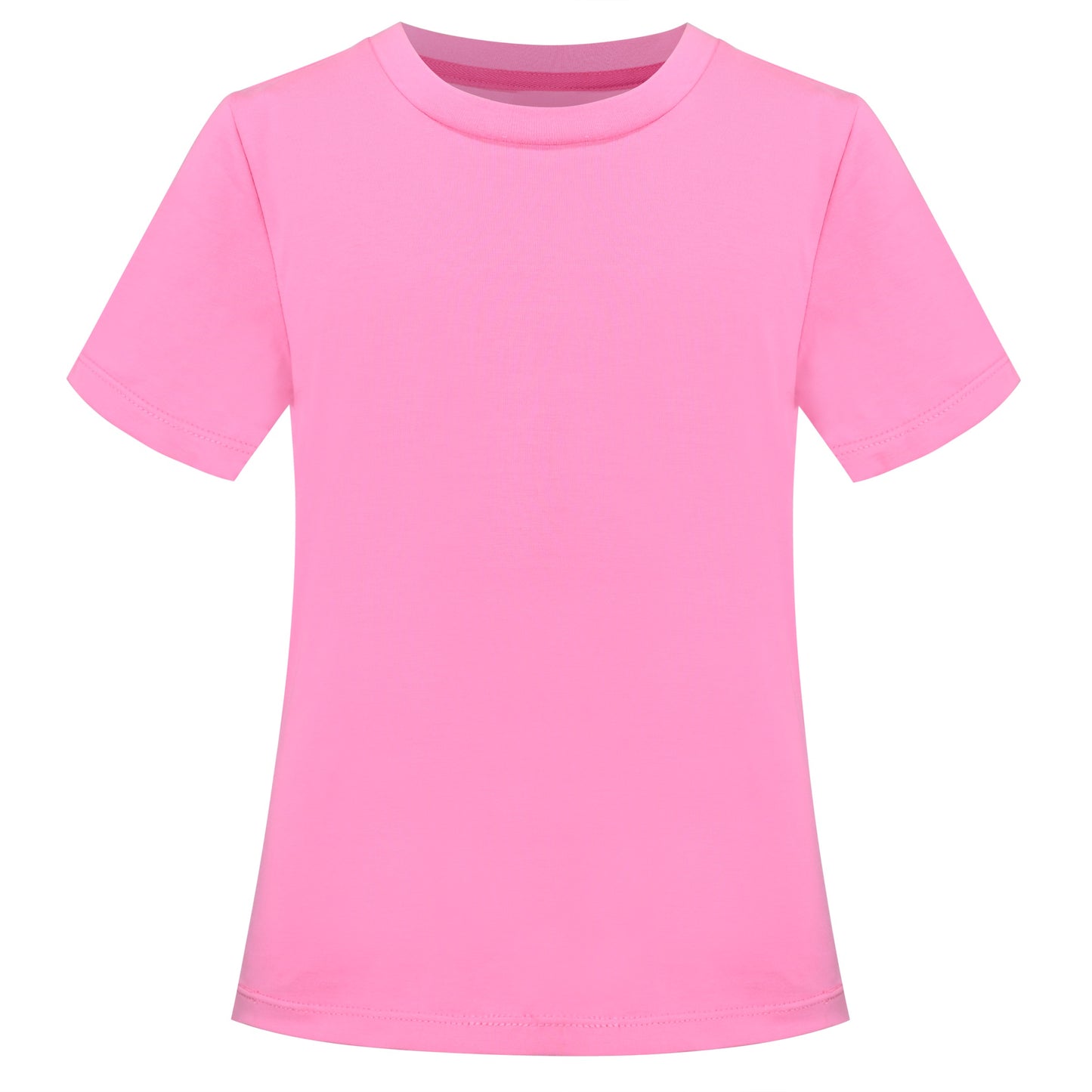 Girls T-shirt Crop Top Pink Lettuce Trim Ribbed Knit Crewneck Daily Pink