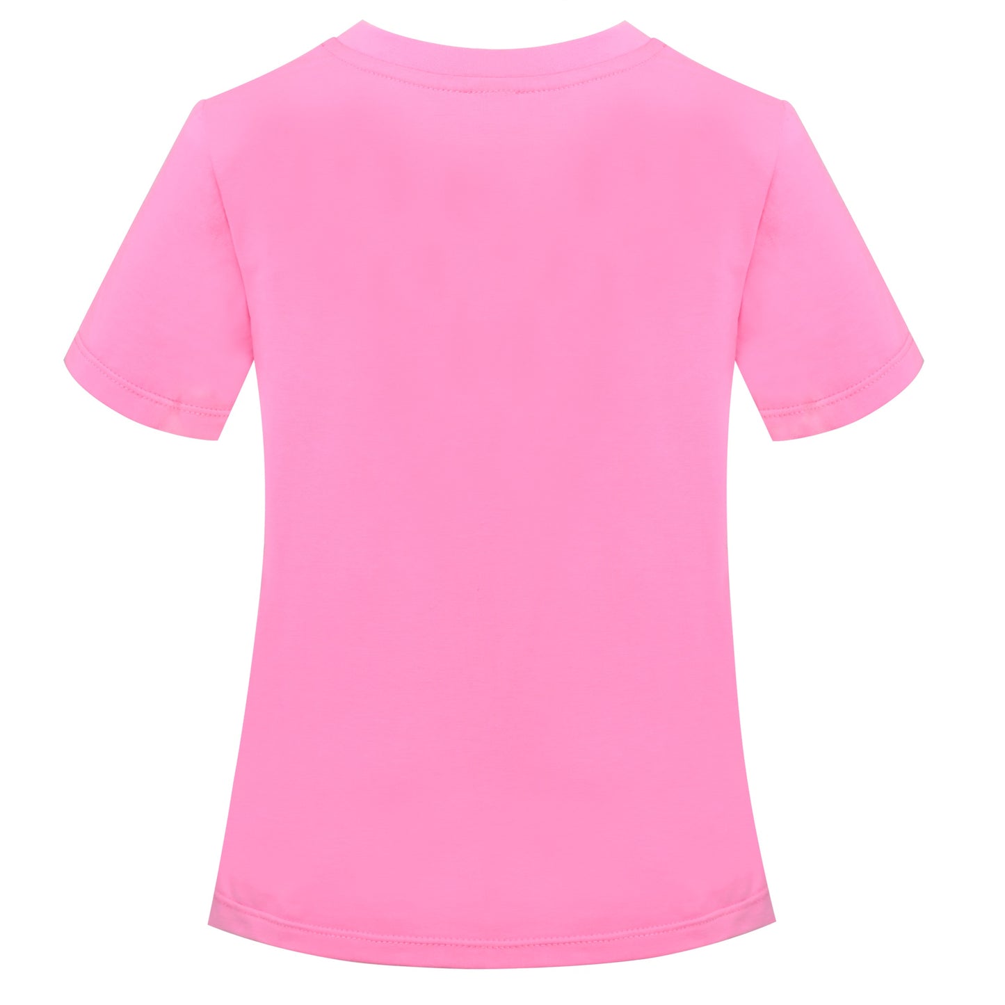 Girls T-shirt Crop Top Pink Lettuce Trim Ribbed Knit Crewneck Daily Pink