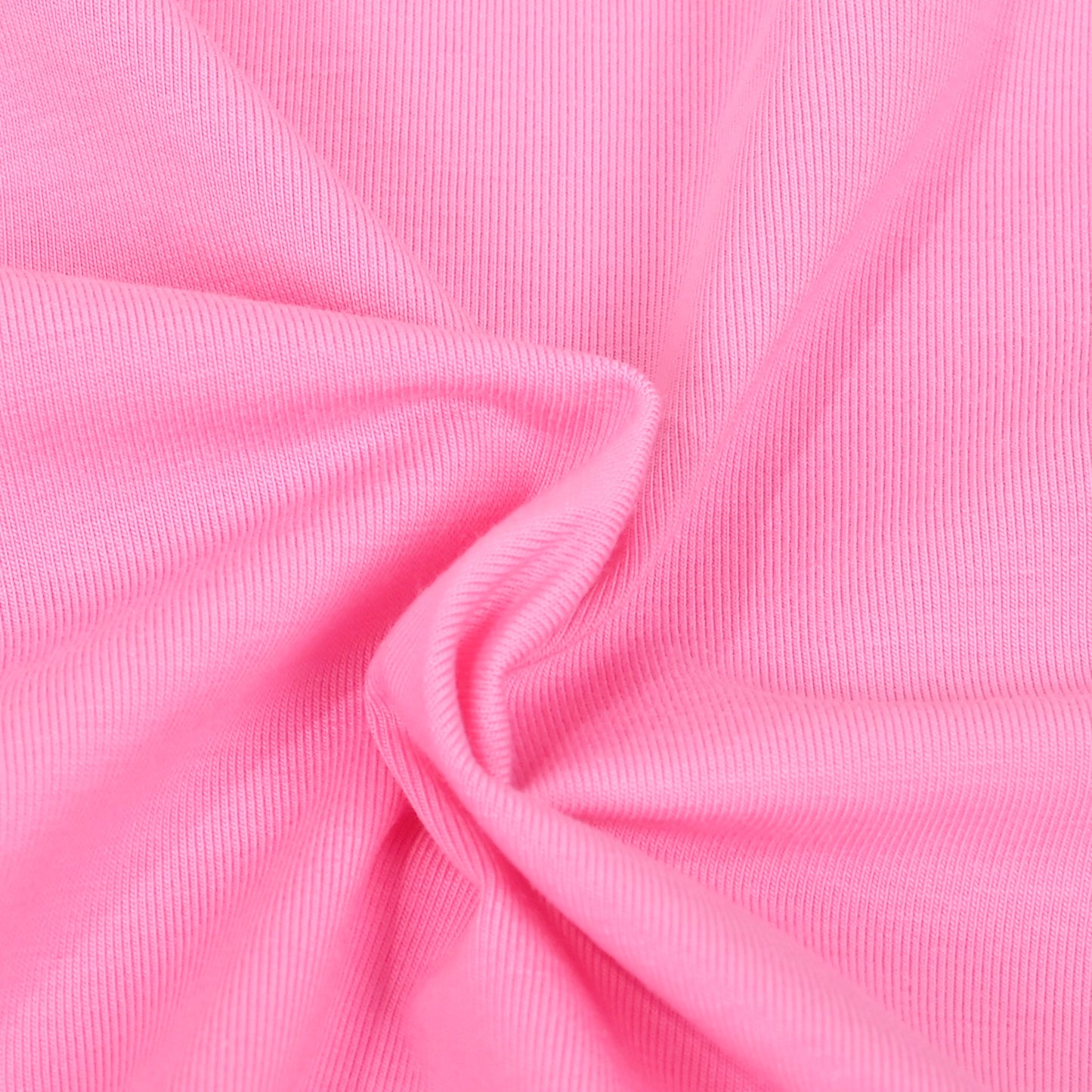 Girls T-shirt Crop Top Pink Lettuce Trim Ribbed Knit Crewneck Daily Pink