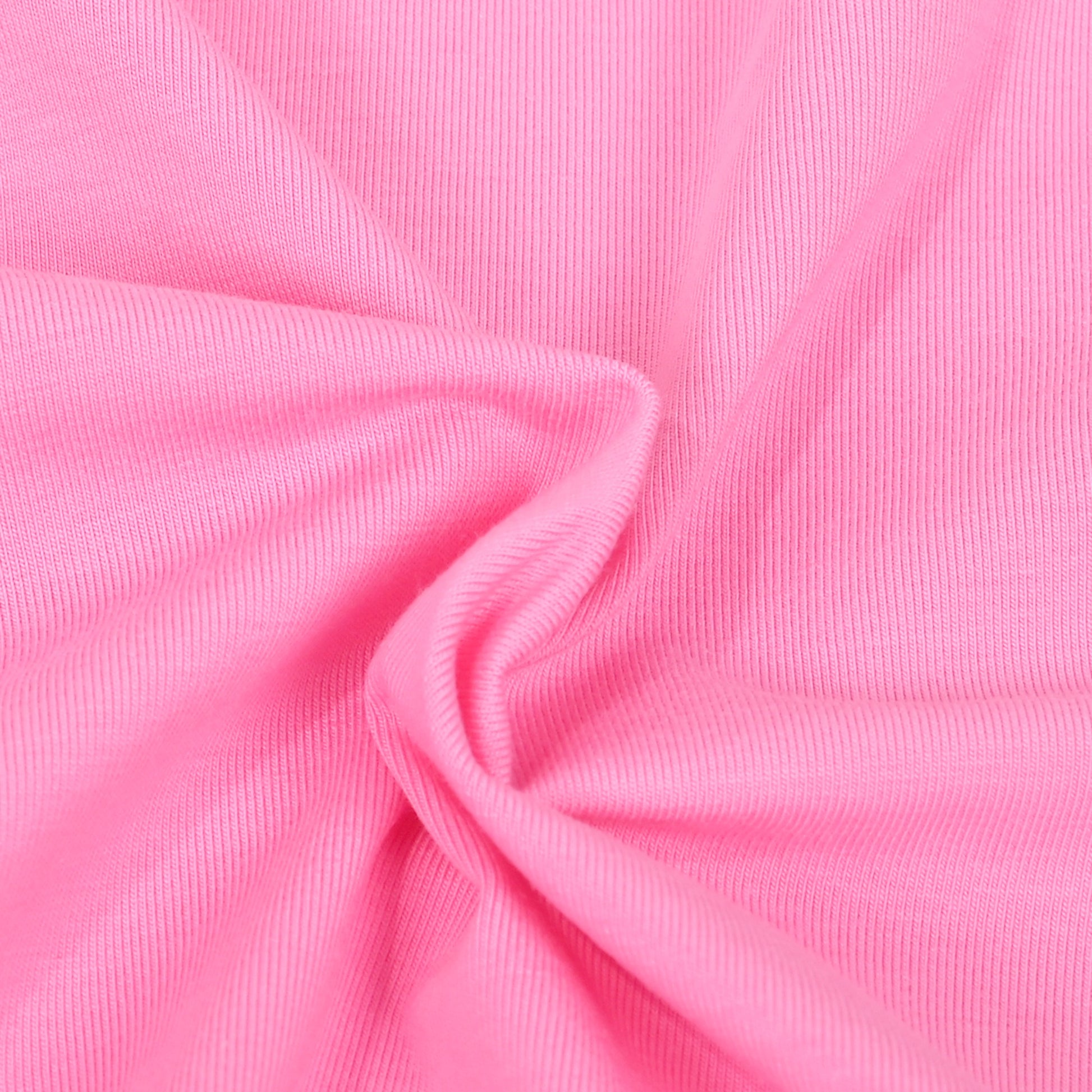 Girls T-shirt Crop Top Pink Lettuce Trim Ribbed Knit Crewneck Daily Pink