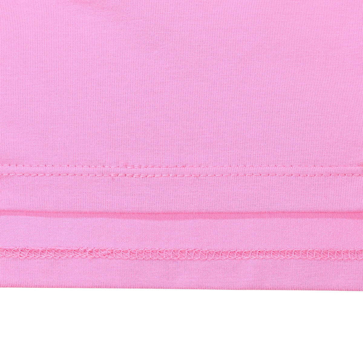 Girls T-shirt Crop Top Pink Lettuce Trim Ribbed Knit Crewneck Daily - Plain Rose Pink