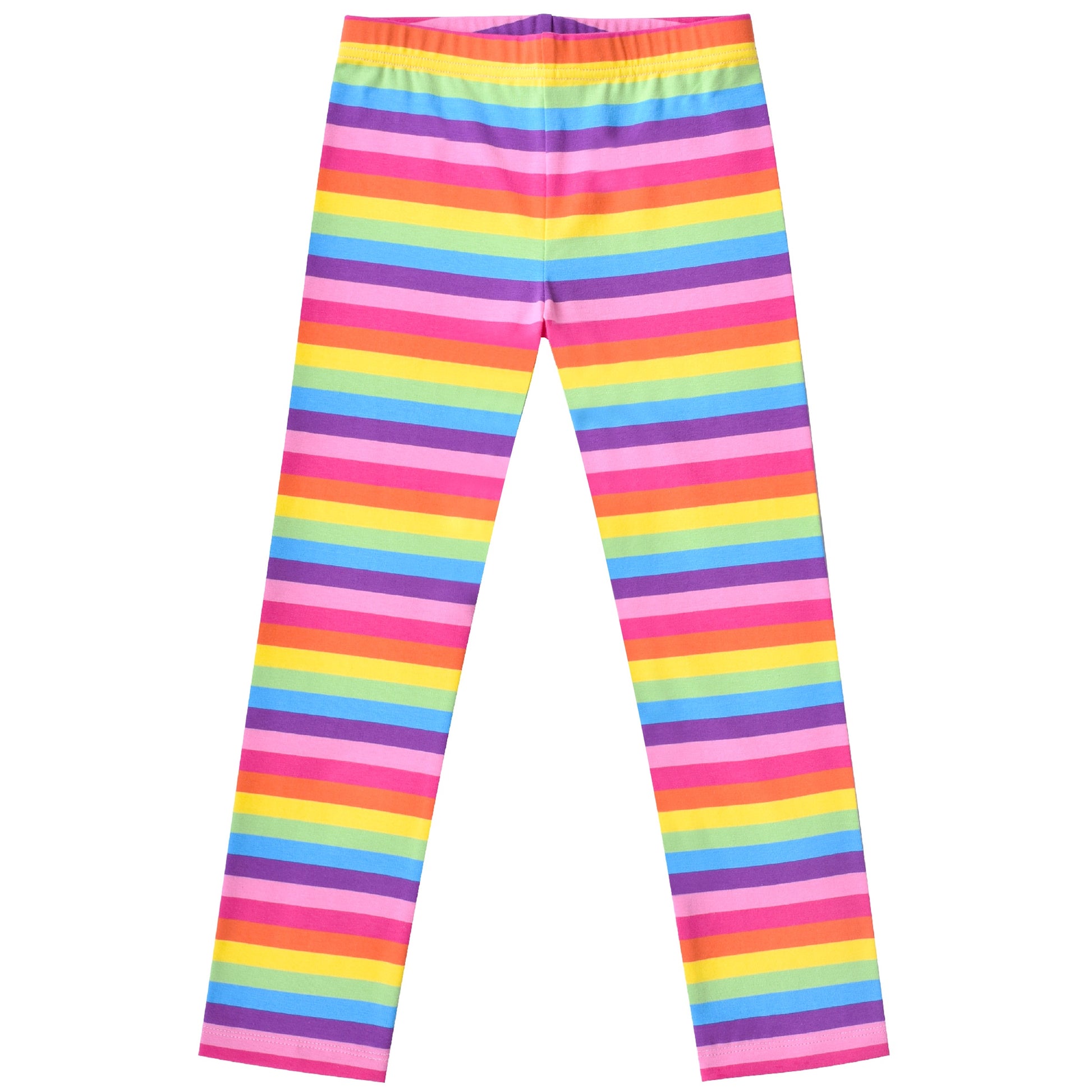 Girls Toddler Trousers Leggings Full Length Cotton Soft Elastic Preppy Rainbow Multi-Color