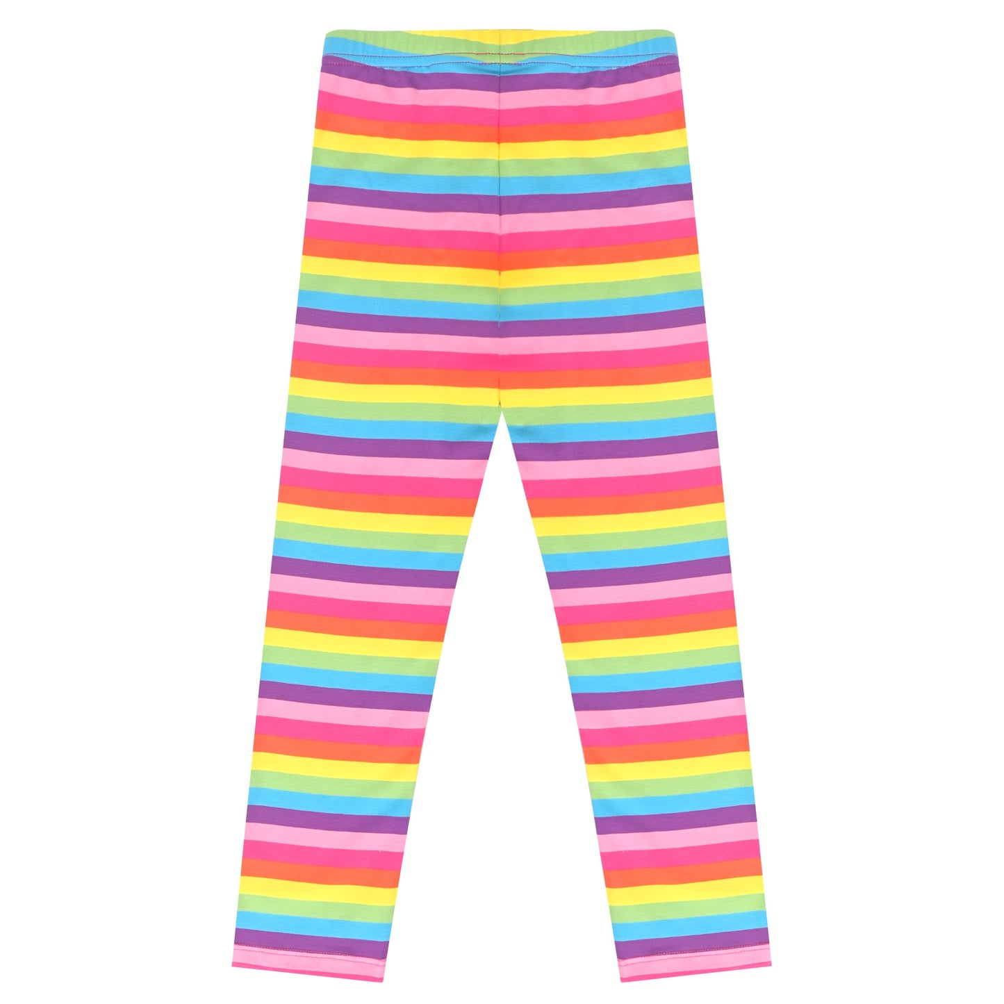 Girls Toddler Trousers Leggings Full Length Cotton Soft Elastic Preppy Rainbow Multi-Color