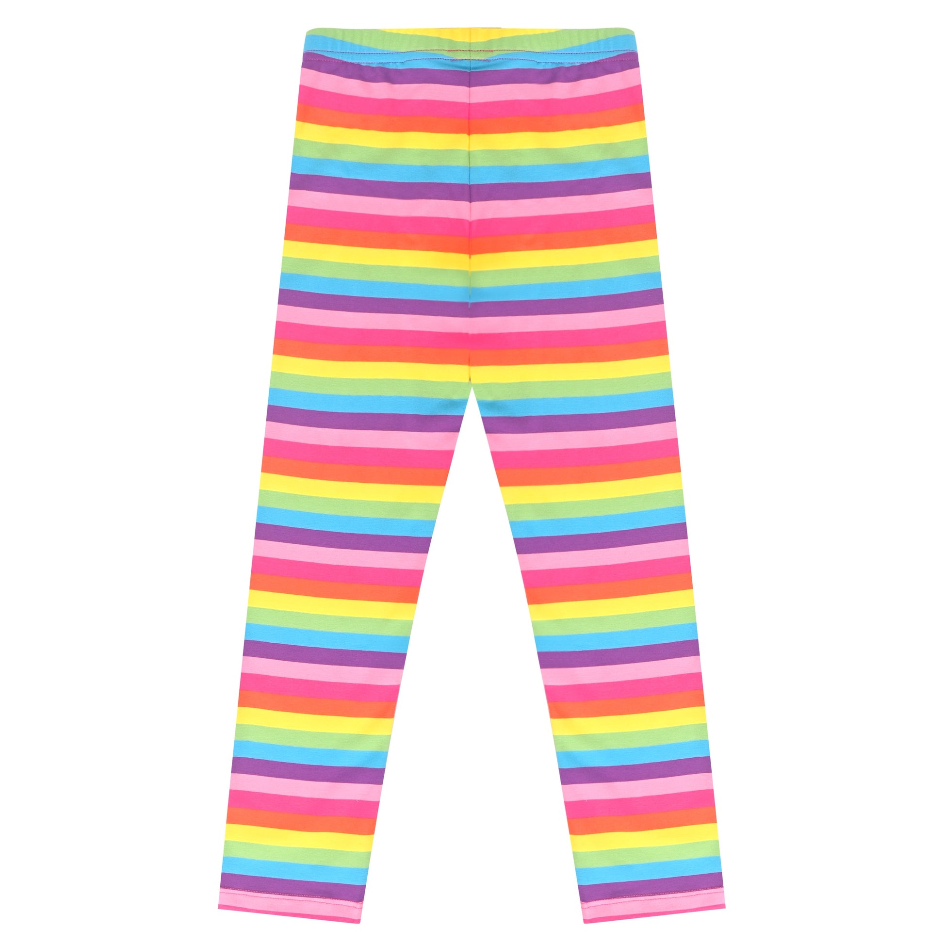 Girls Toddler Trousers Leggings Full Length Cotton Soft Elastic Preppy Rainbow Multi-Color
