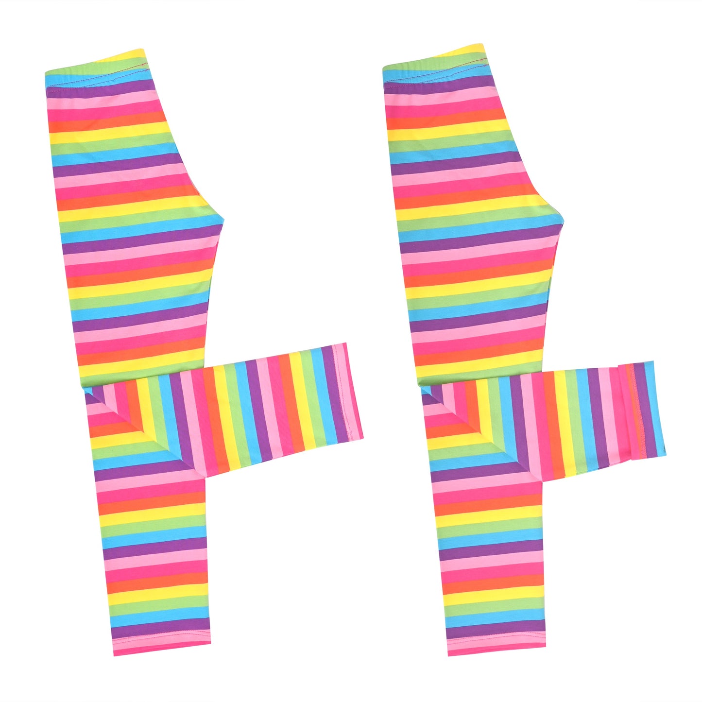Girls Toddler Trousers Leggings Full Length Cotton Soft Elastic Preppy Rainbow Multi-Color