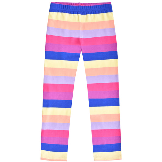 Girls Toddler Trousers Leggings Full Length Cotton Soft Elastic Preppy Rainbow Multi-Color