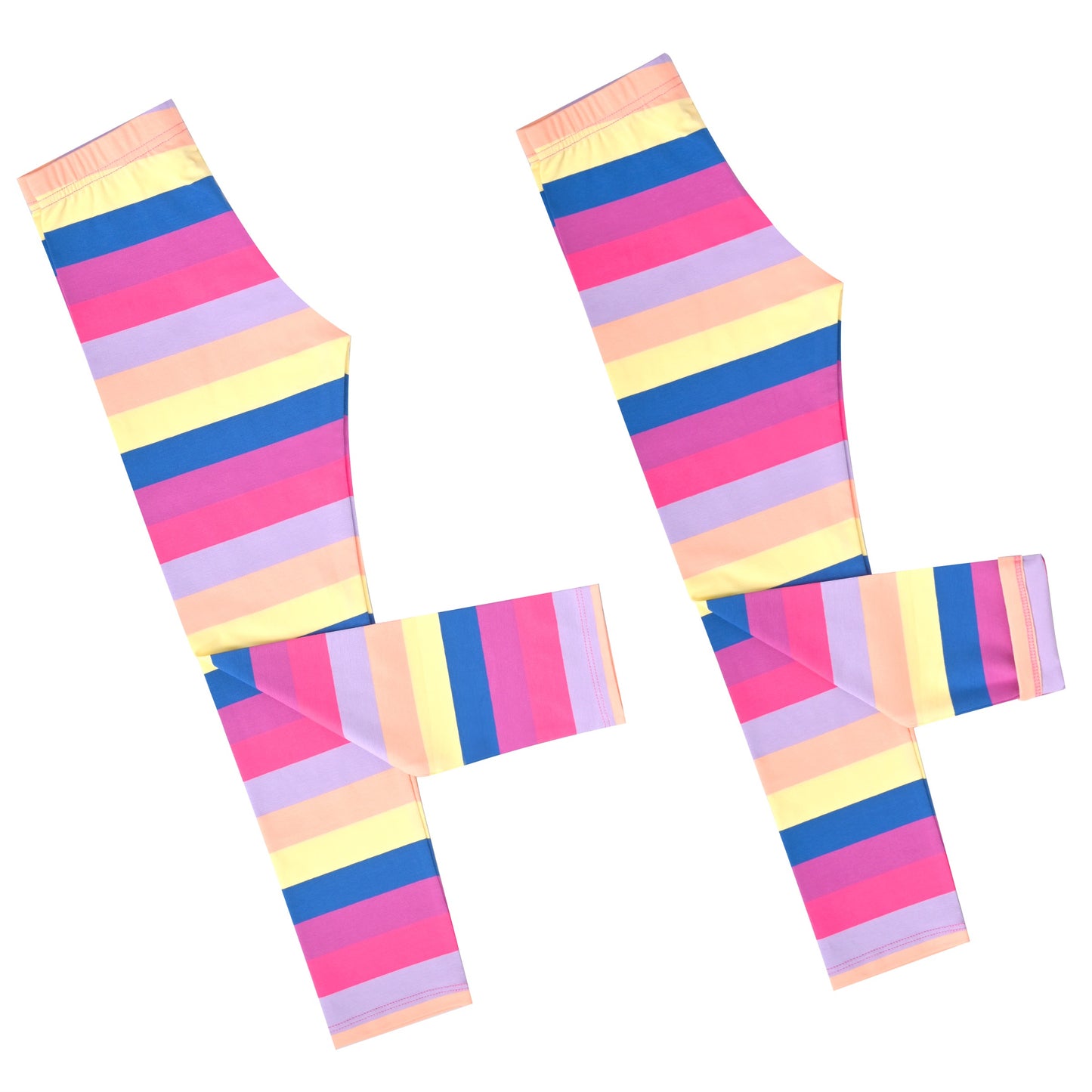 Girls Toddler Trousers Leggings Full Length Cotton Soft Elastic Preppy Rainbow Multi-Color