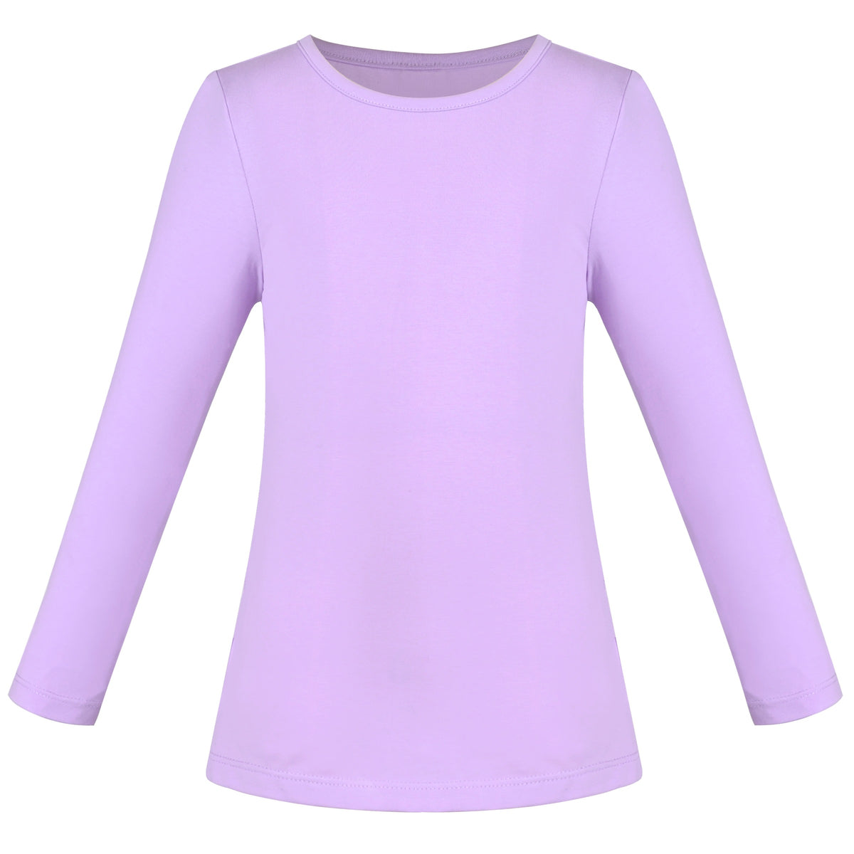 Girls Tee Purple Unicorn Magical Soft Cotton Ruffle Long Sleeve Casual - Plain Purple