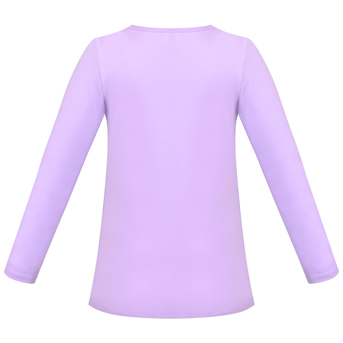Girls Tee Purple Unicorn Magical Soft Cotton Ruffle Long Sleeve Casual - Plain Purple