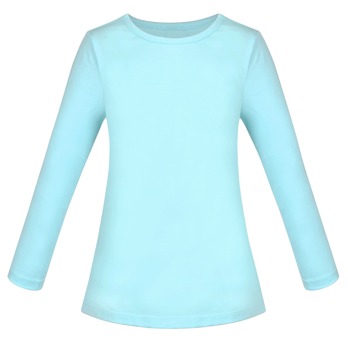 Girls Tee Purple Unicorn Magical Soft Cotton Ruffle Long Sleeve Casual - Plain Blue
