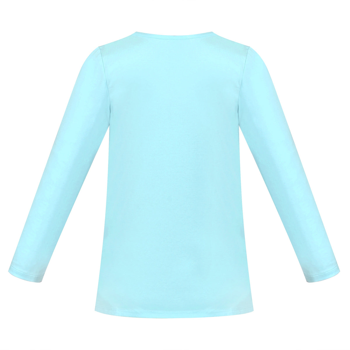 Girls Tee Purple Unicorn Magical Soft Cotton Ruffle Long Sleeve Casual - Plain Blue