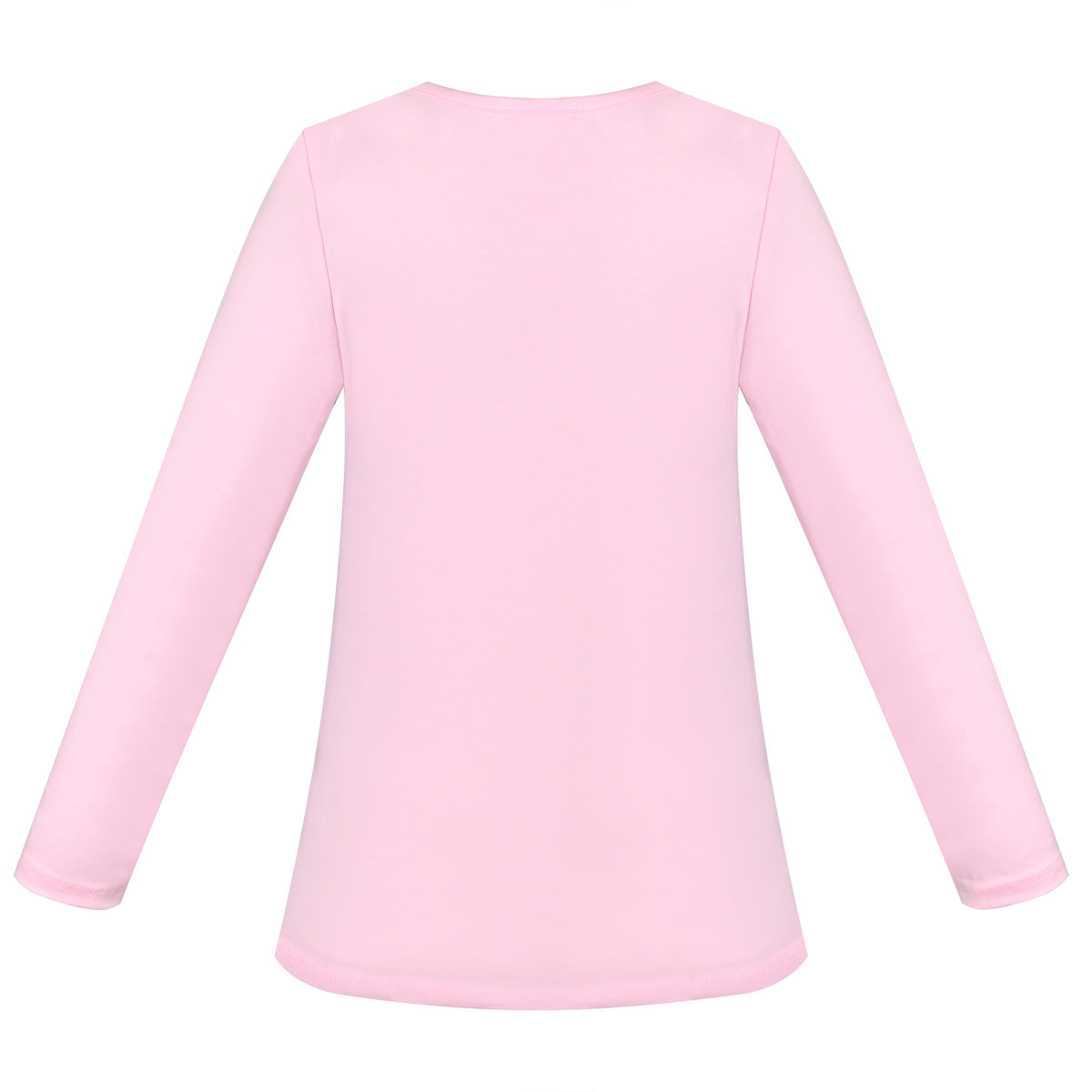 Girls Tee Purple Unicorn Magical Soft Cotton Ruffle Long Sleeve Casual - Plain Light Pink