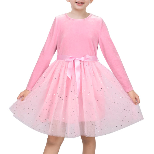 Girls Dress Rust Copper Velvet Polka Dot Plain Tulle Vintage Twirly Fall Holiday Pink