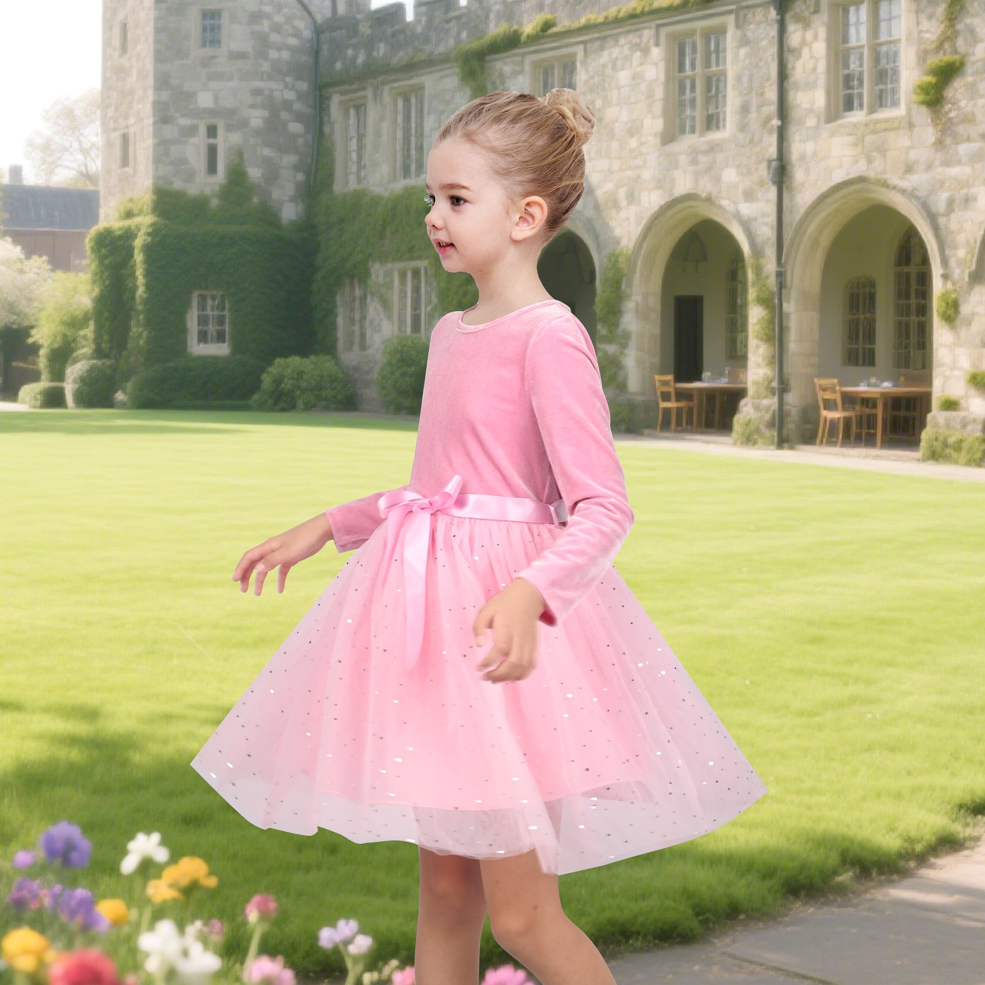 Girls Dress Rust Copper Velvet Polka Dot Plain Tulle Vintage Twirly Fall Holiday Pink
