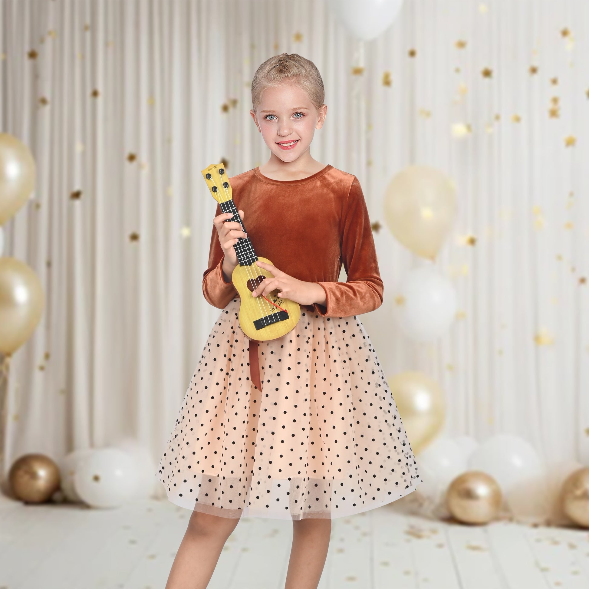 Girls Dress Rust Copper Velvet Polka Dot Plain Tulle Vintage Twirly Fall Holiday Brown