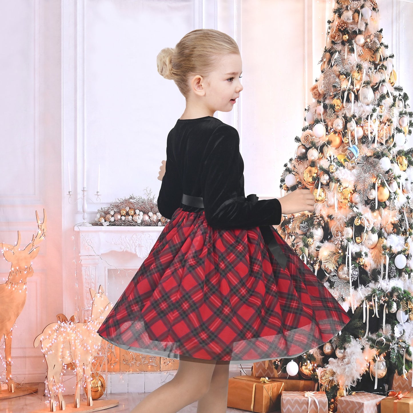 Girls Dress Rust Copper Velvet Polka Dot Plain Tulle Vintage Twirly Fall Holiday Black