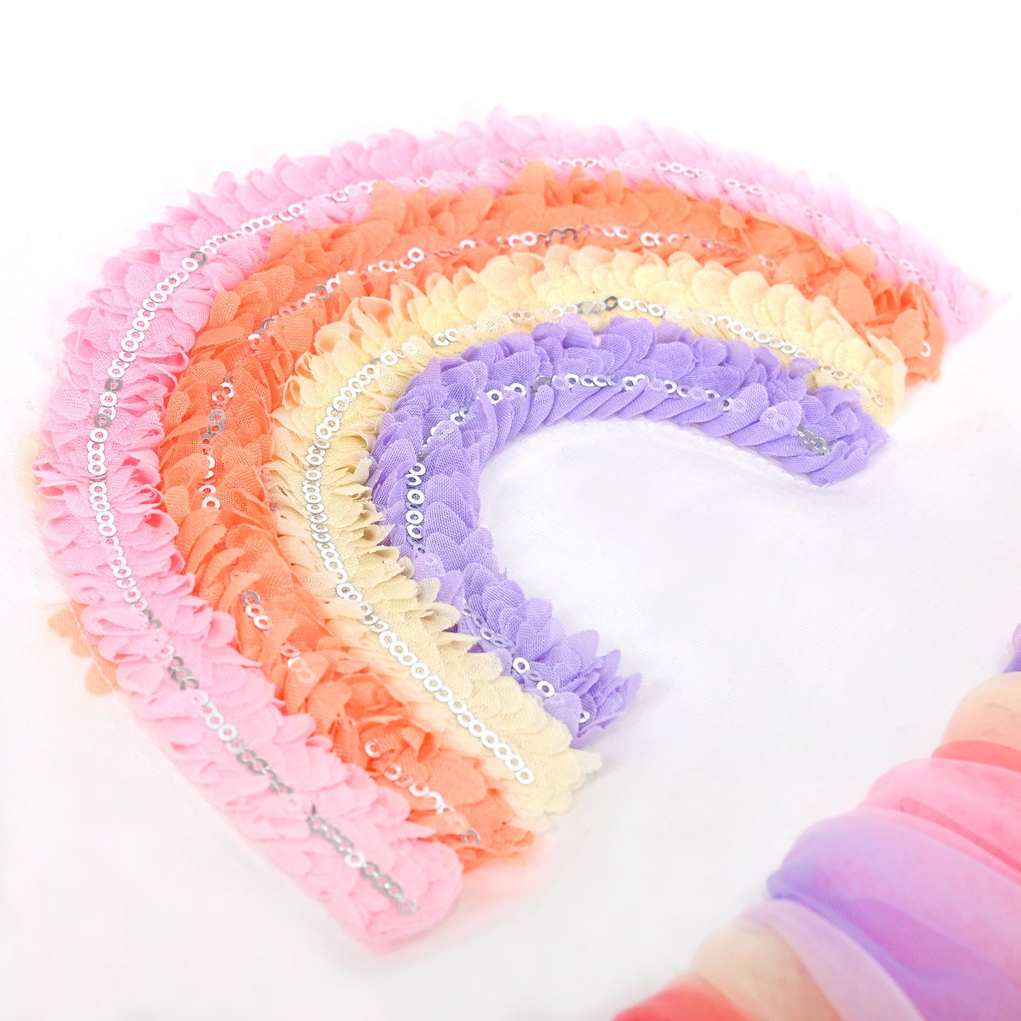 Girls Dress Sequin Stripe Ruffle Fairy Rainbow Colorful Long Sleeve Multi-Color